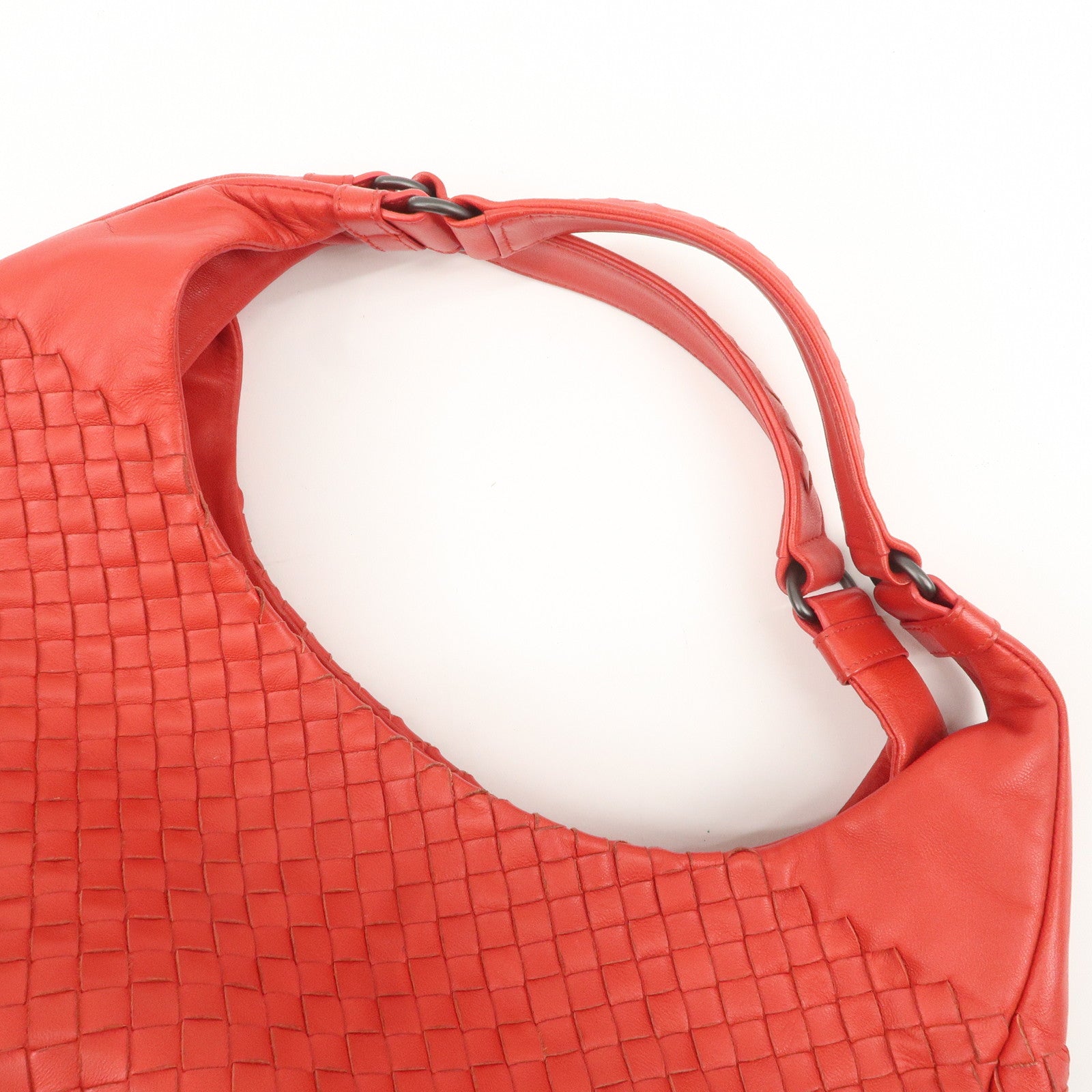 BOTTEGA VENETA Intrecciato Leather Campana Toto Bag Shoulder Bag Red Used