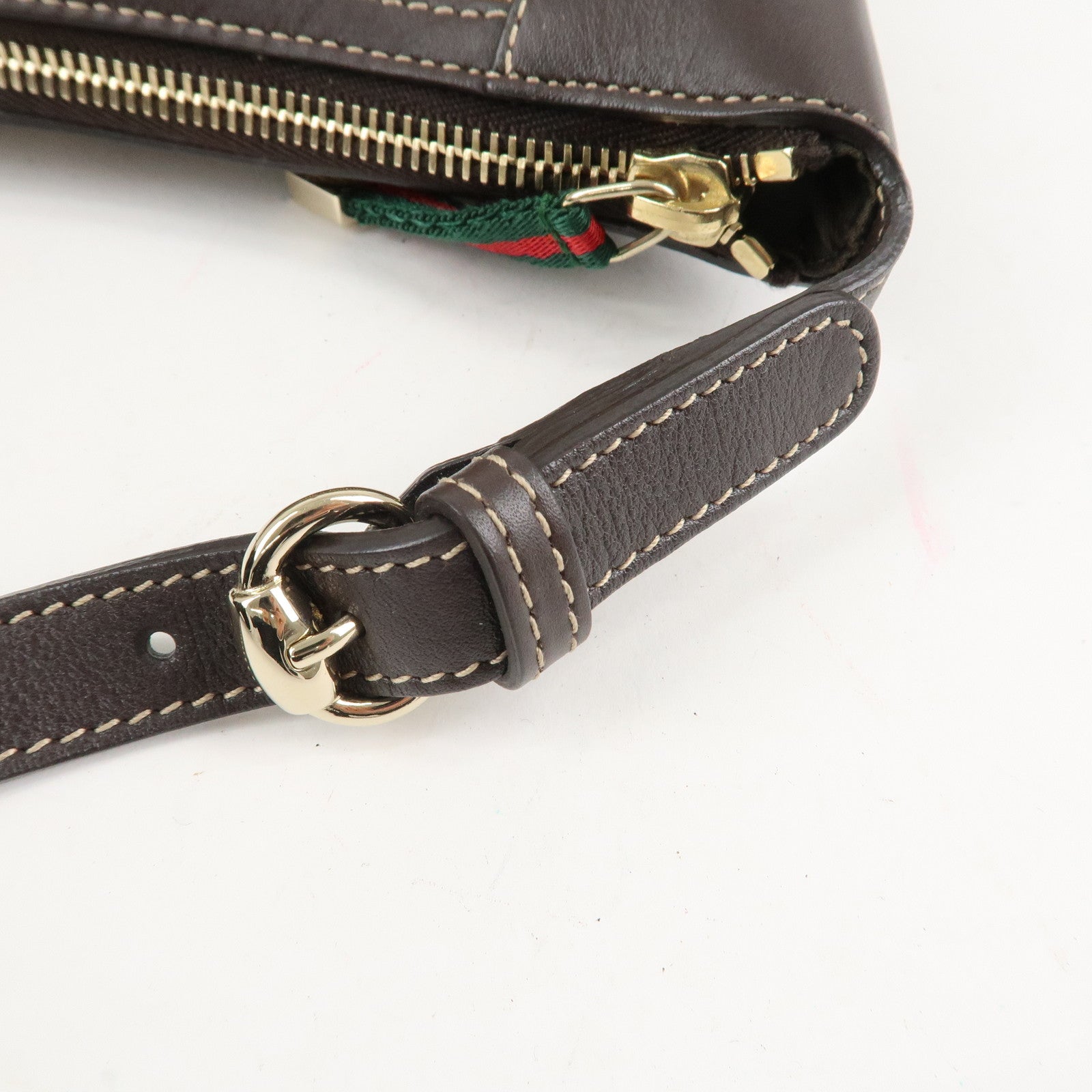 GUCCI Sherry GG Canvas Leather Shoulder Bag Beige Brown 224093 Used