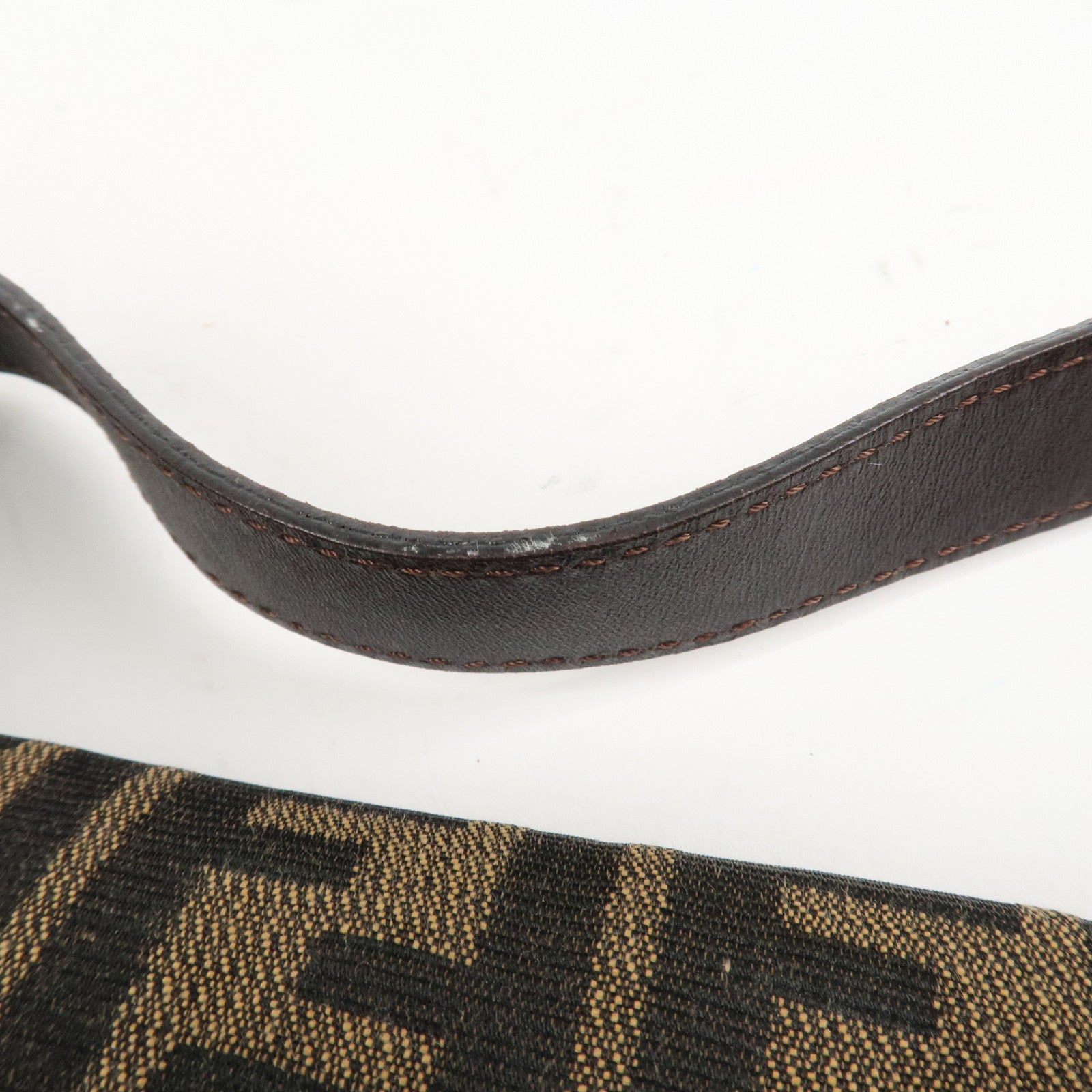 FENDI Mamma Baguette Zucca Canvas Shoulder Bag Brown Black 26424 Used