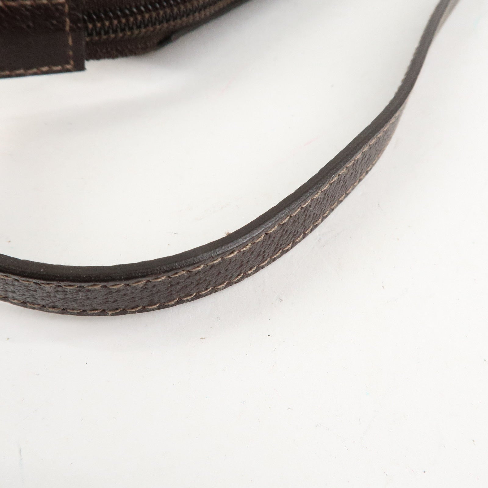 GUCCI Abbey GG Canvas Leather Shoulder Bag Beige Dark Brown 145750 Used