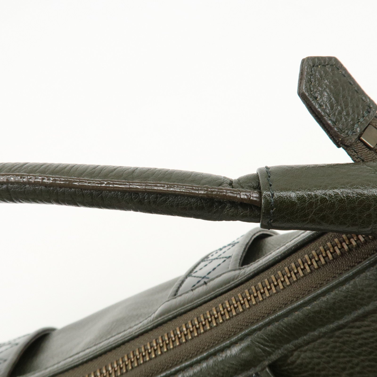 BURBERRY Leather Shoulder Bag Hand Bag Khaki Used