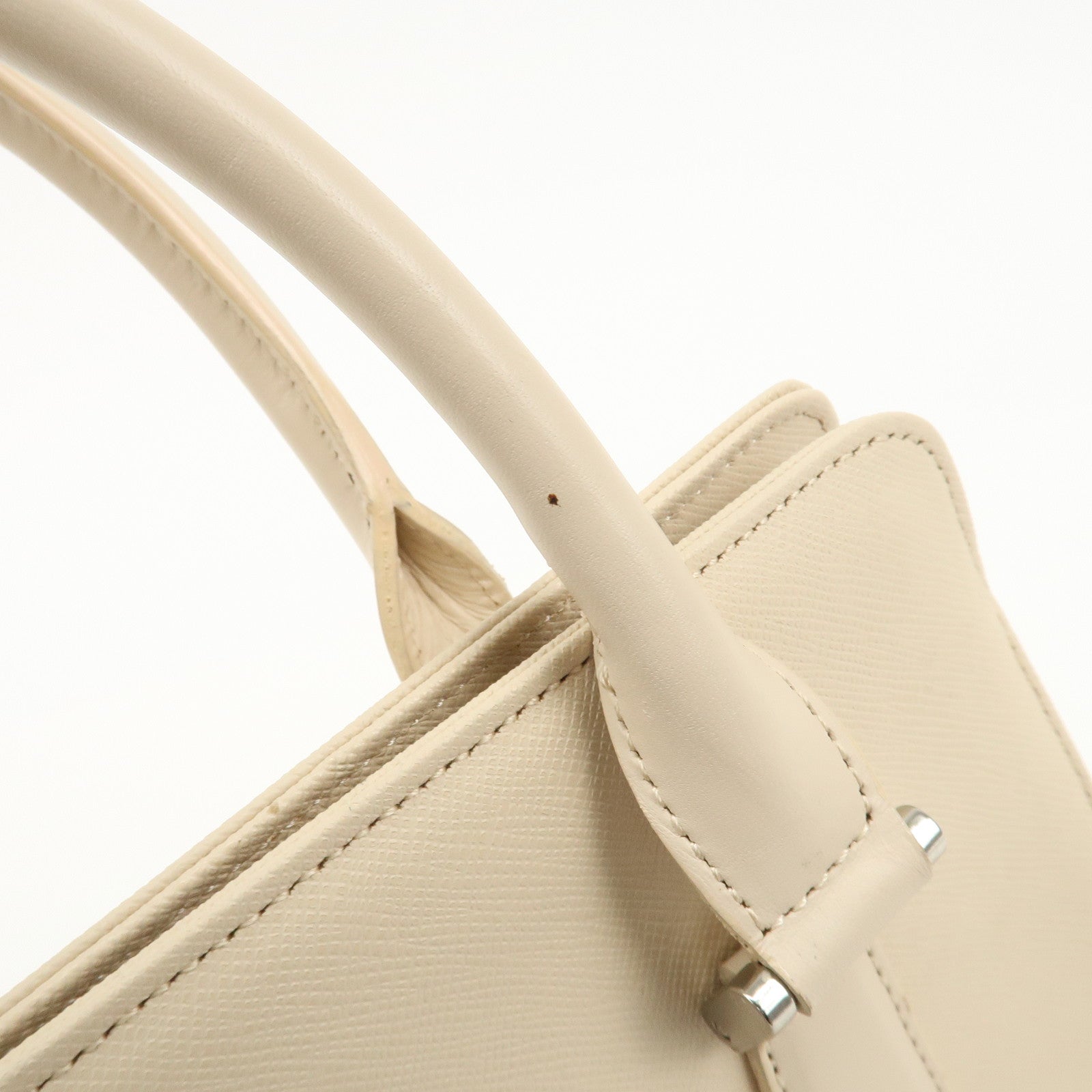 BURBERRY Leather Hand Bag Beige Used