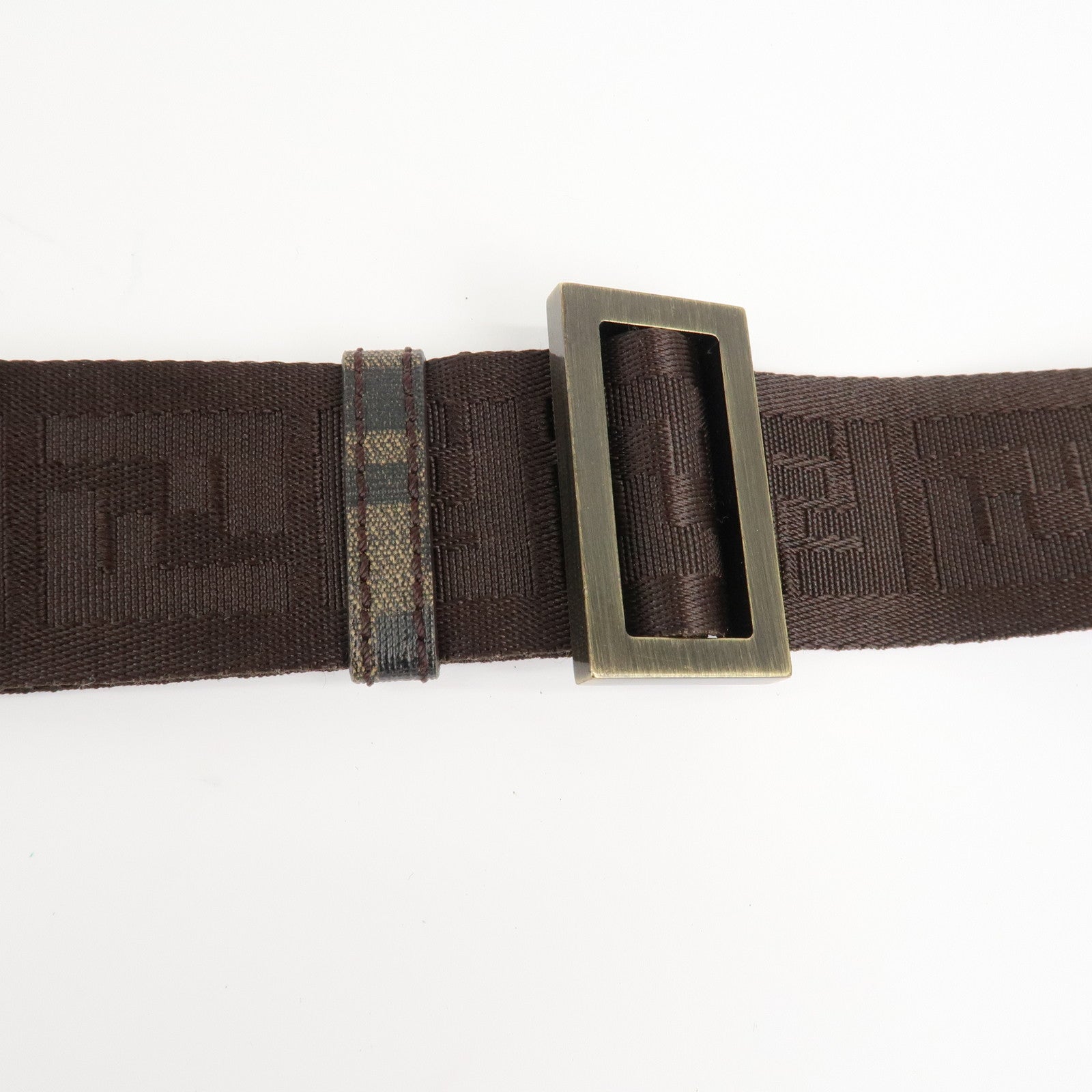 FENDI Zucca Print PVC Shoulder Bag Khaki Black 7VA207 Used