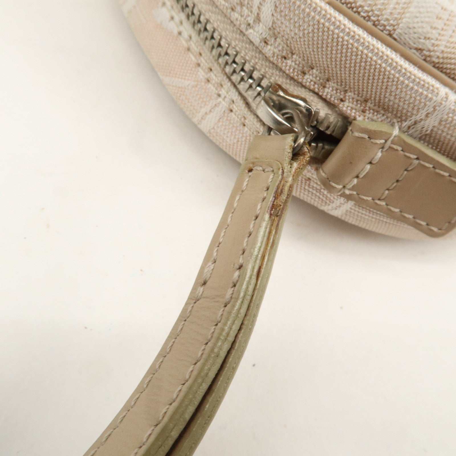 CHANEL New Travel Line Nylon Jacquard Leather Round Pouch T9951S Used