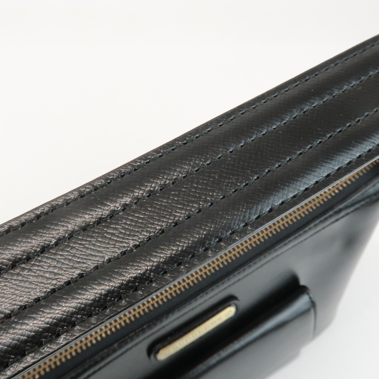 BURBERRY Leather Shoulder Bag Hand Bag Black Gold Hardware Used