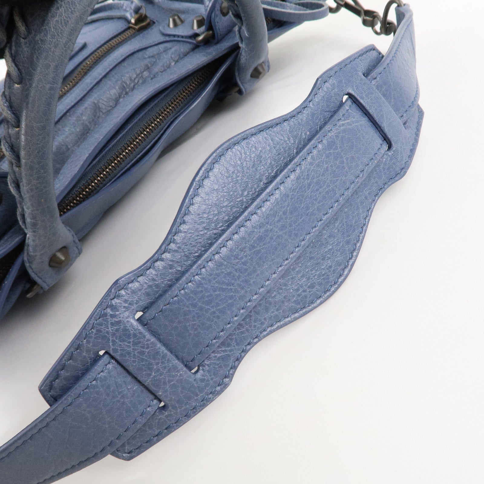 BALENCIAGA The First Leather 2Way Bag Hand Bag Blue Used