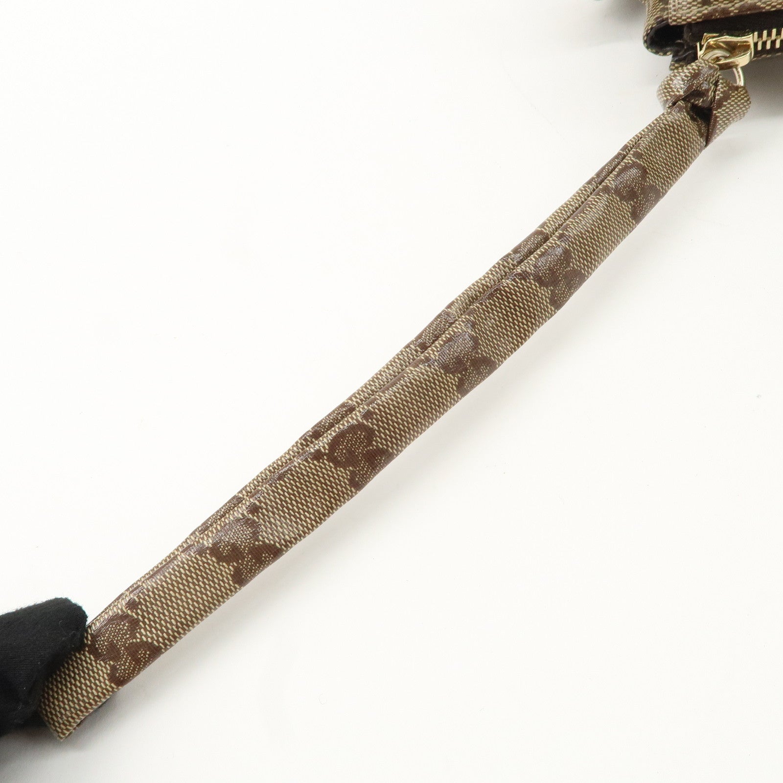 GUCCI Hysteria GG Crystal Leather Pouch Beige Brown 203632 Used