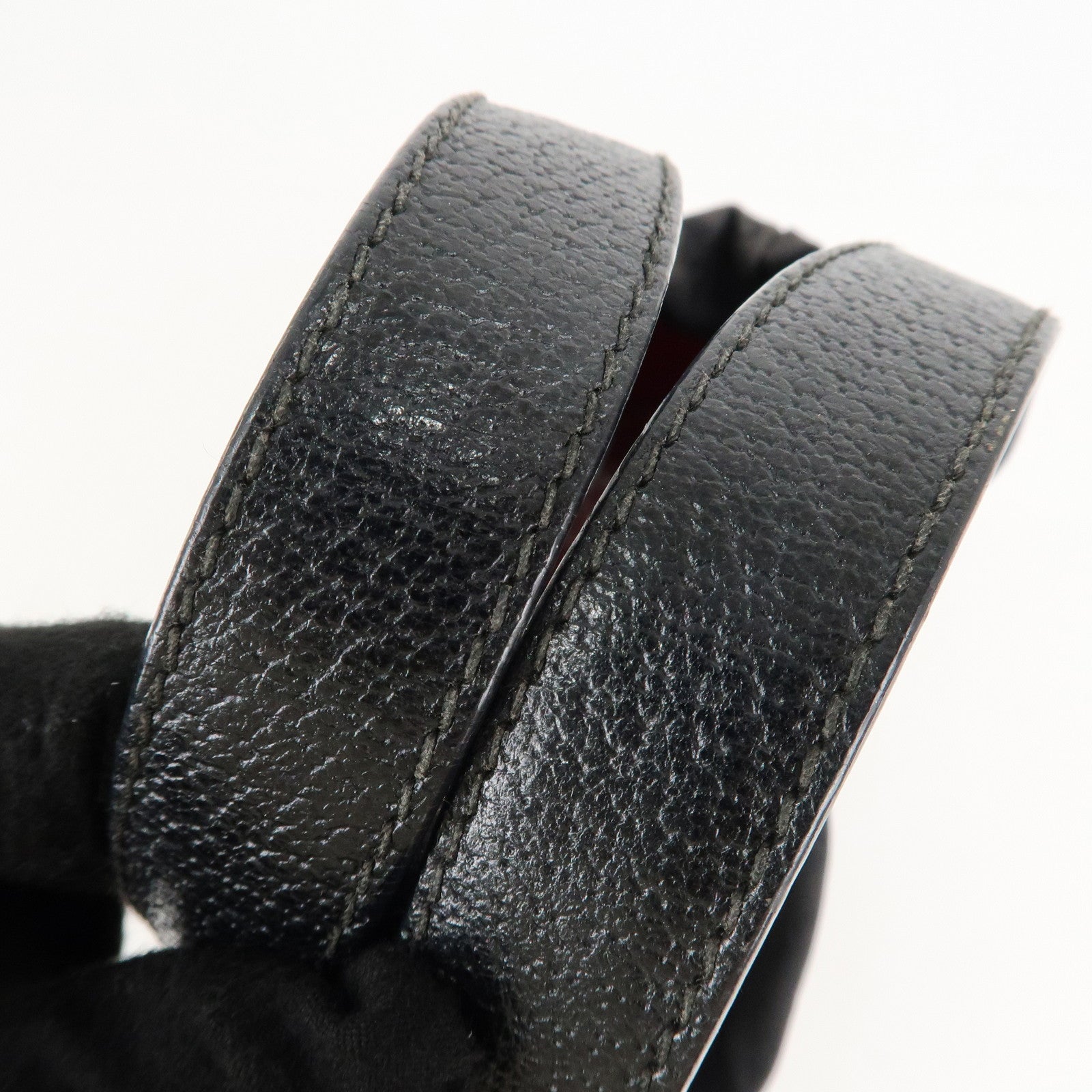 BVLGARI Lettere Logo Mania Nylon Leather Tote Bag Black Used