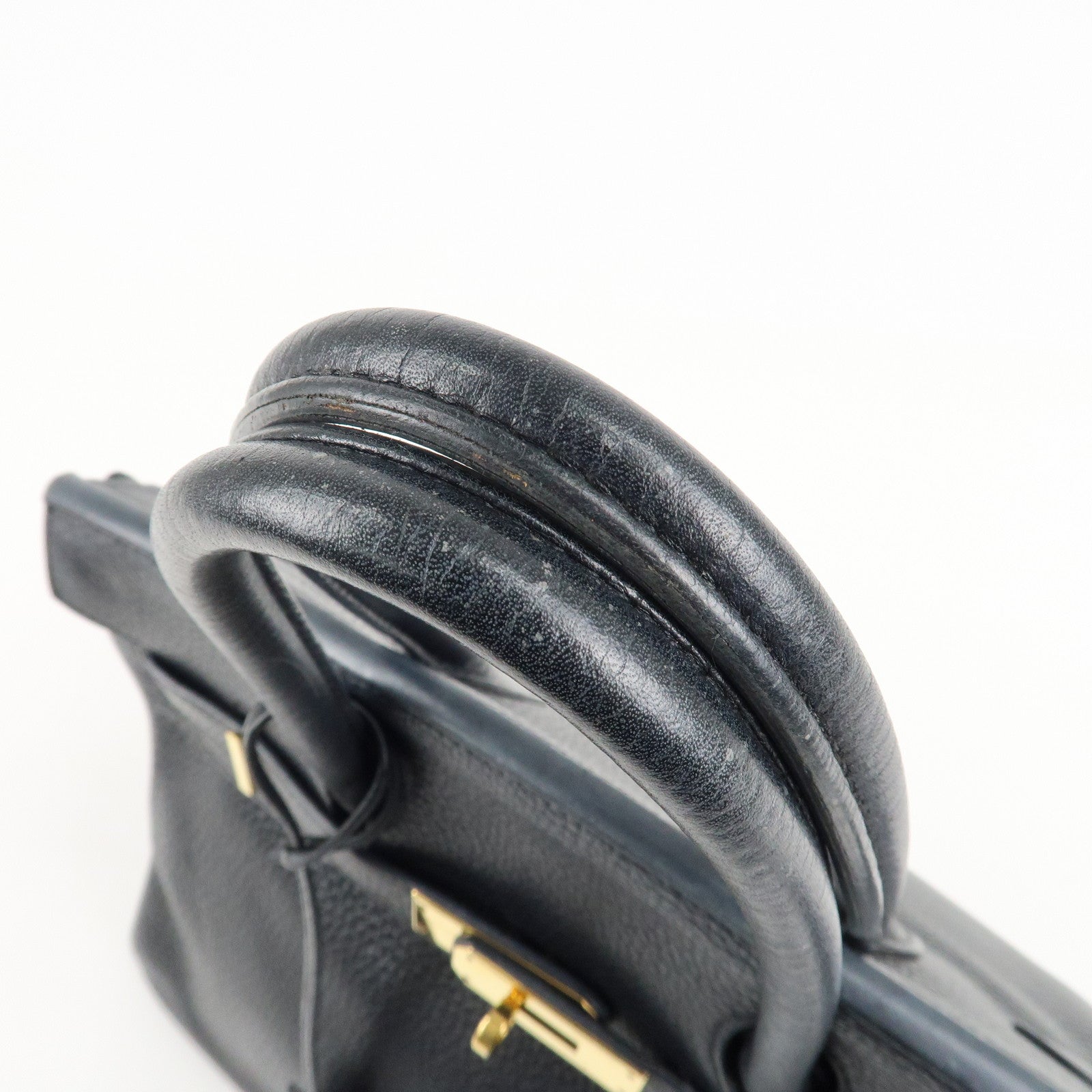 HERMES Taurillon Clemence Birkin 30 M stamped Black Gold Used