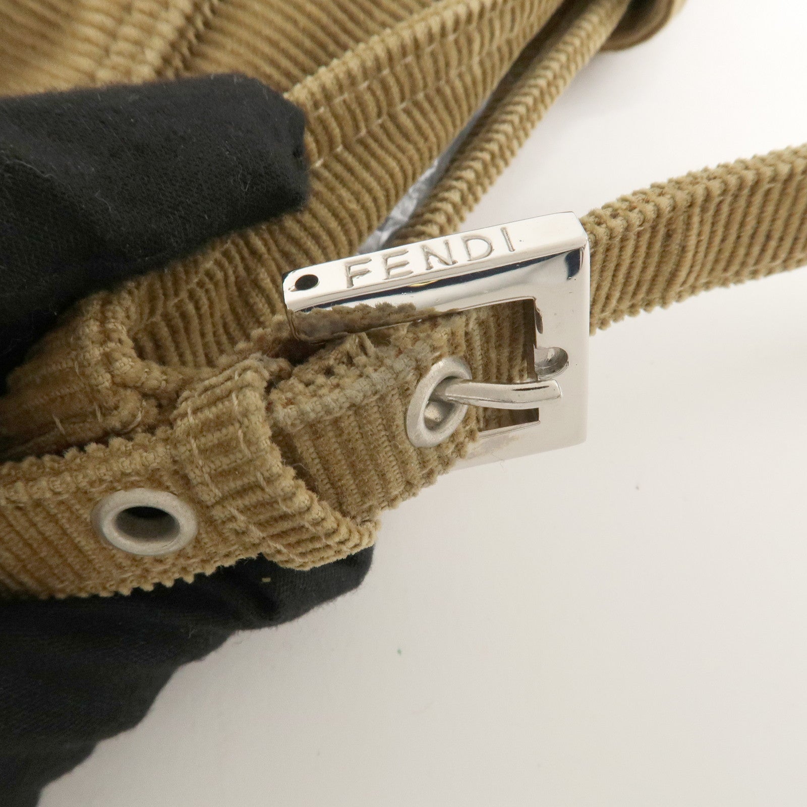 FENDI Corduroy Shoulder Bag Hand Bag Brown 26727 Used