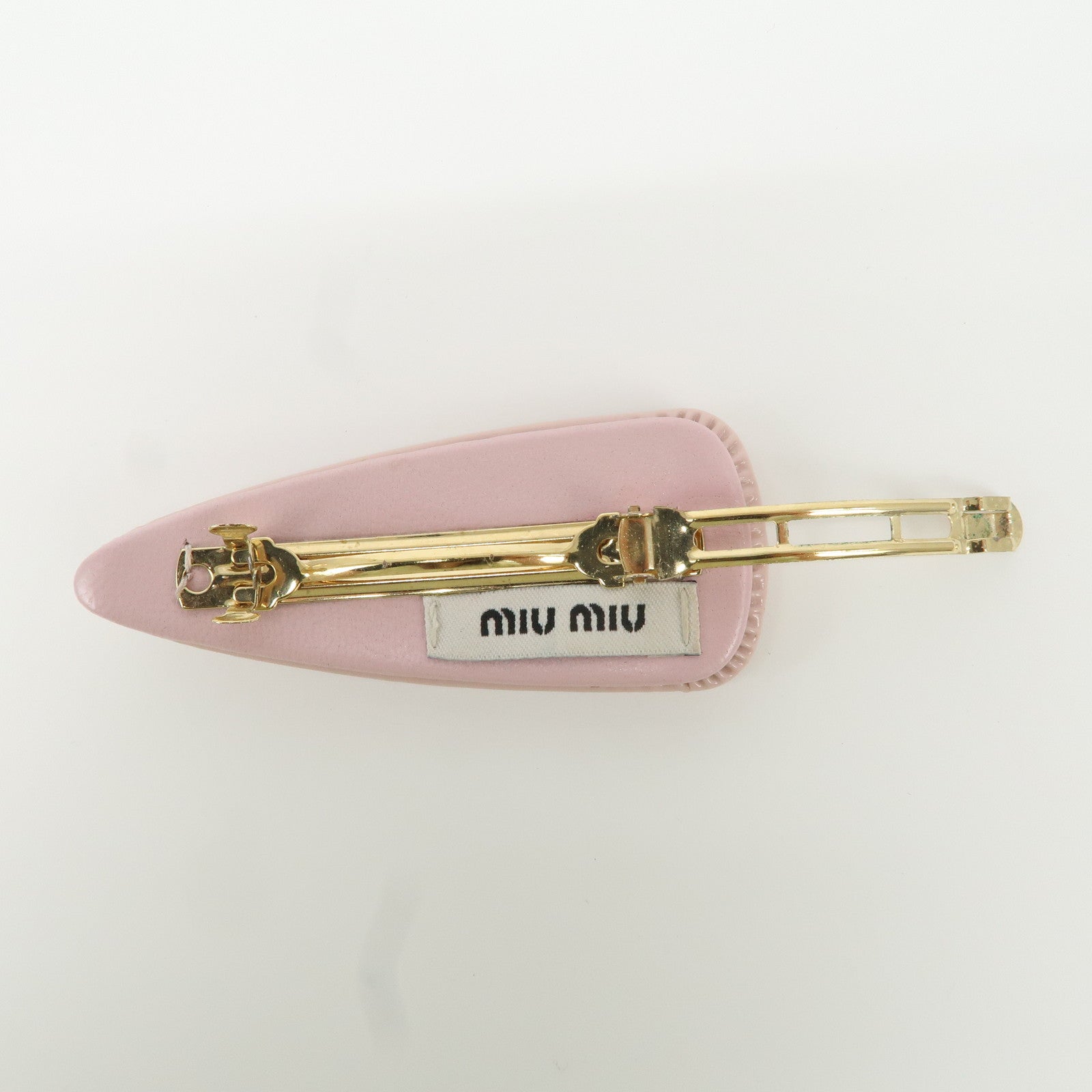 MIU MIU Patent Leather Hair Clip Pink Beige Used