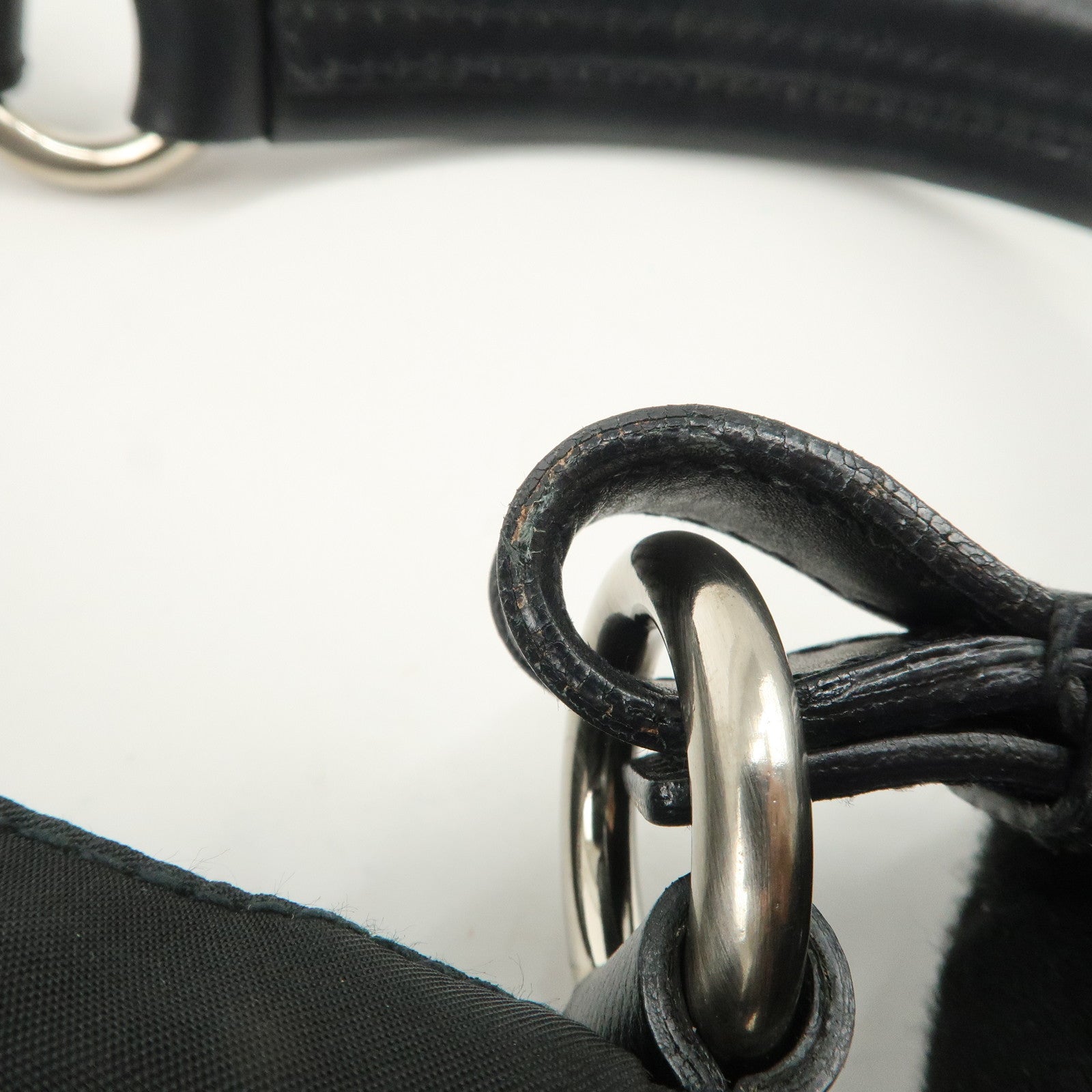 PRADA Nylon Leather Shoulder Bag Black BR2585 Used