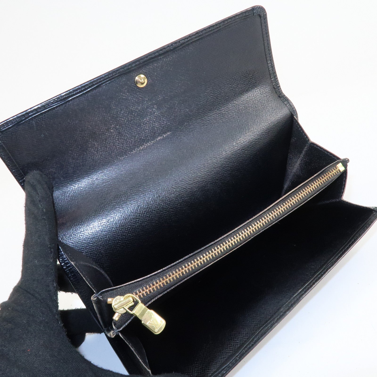 Louis Vuitton Set of 2 Epi Long Wallet Black M63752 M63252 Used