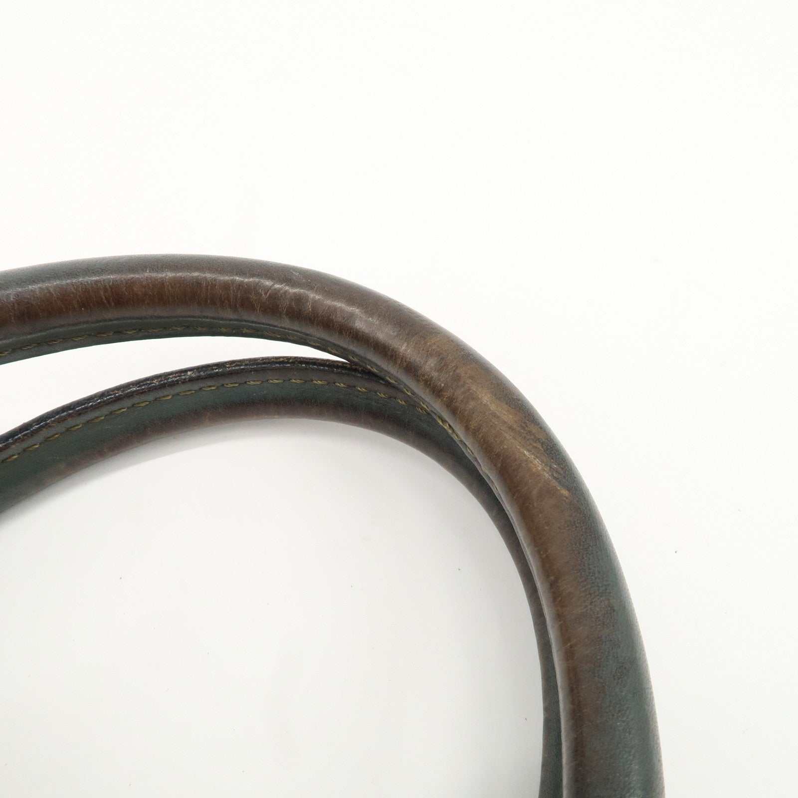 CELINE Macadam Canvas Hand Bag Brown Red Khaki Used