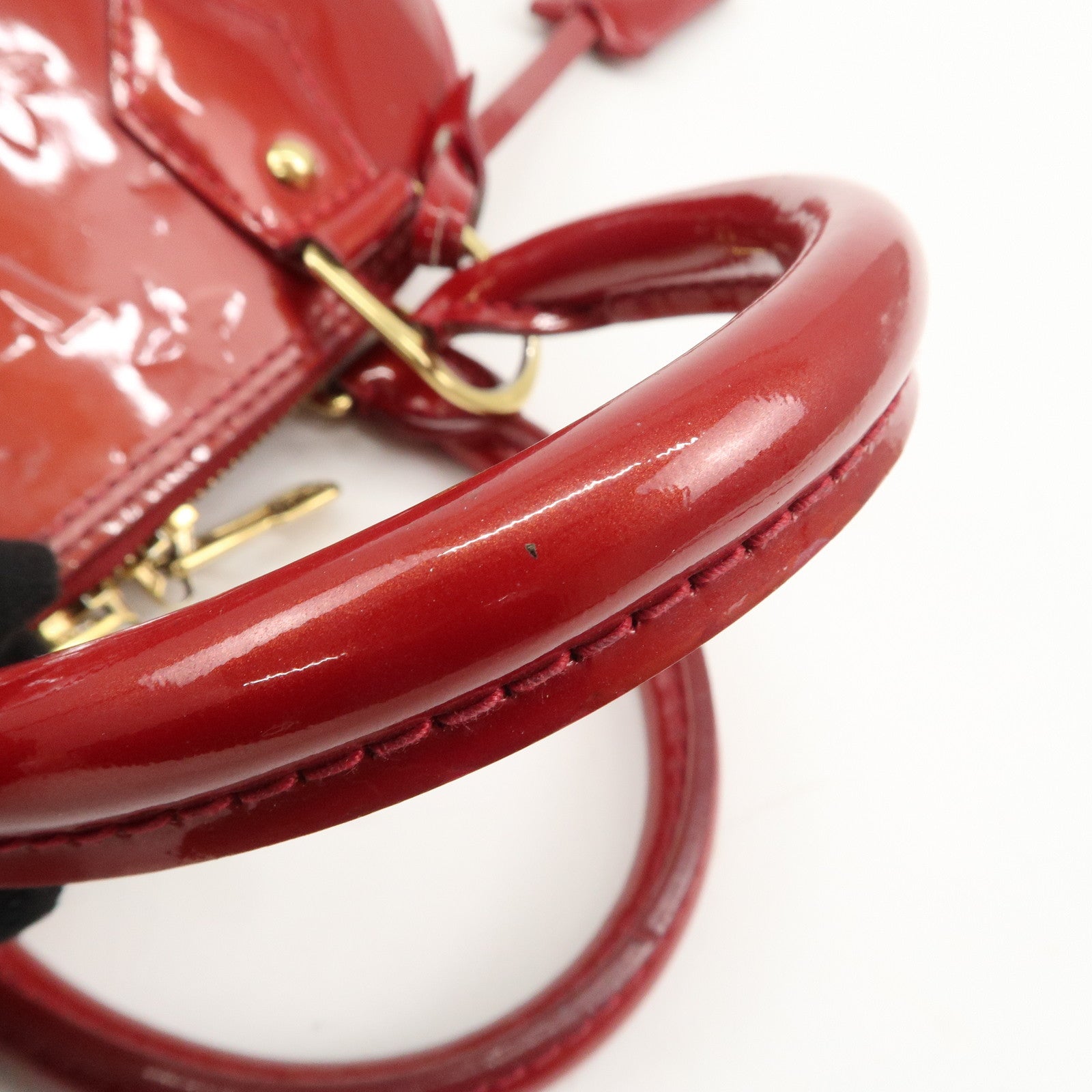 Louis Vuitton Monogram Vernis Alma BB 2Way Bag Red M91606 Used