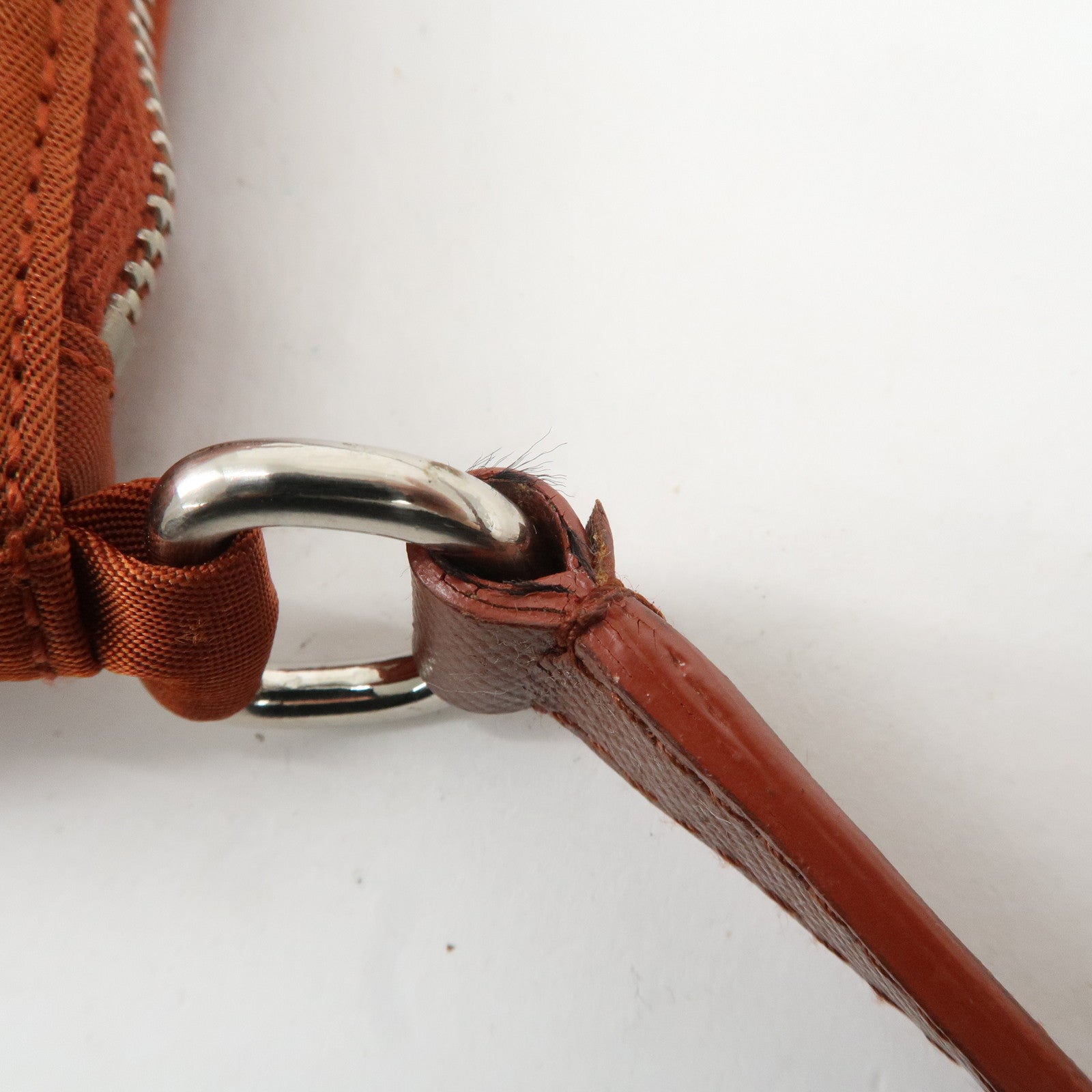 PRADA Logo Nylon Leather Shoulder Bag Hand Bag Pouch Brown Used