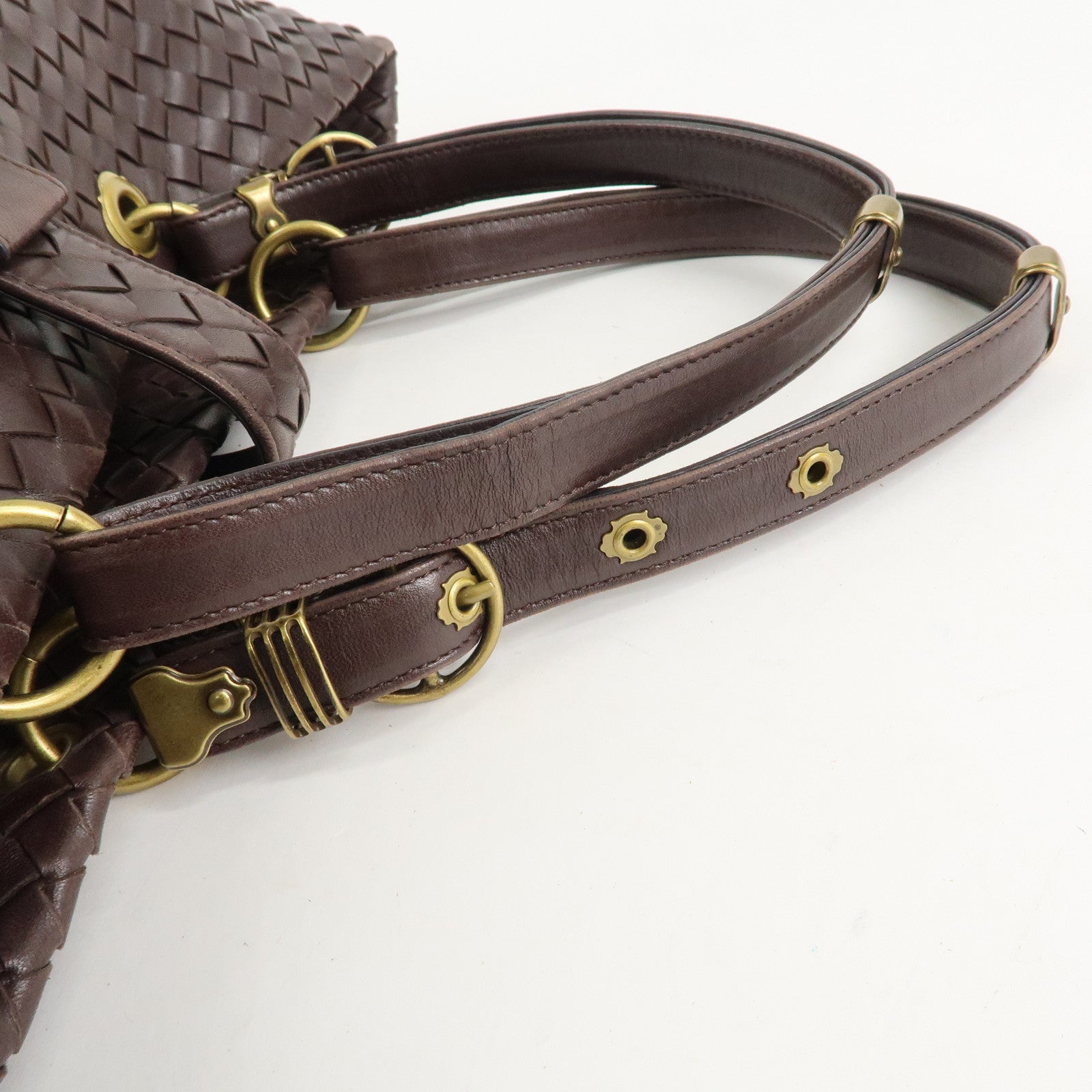 BOTTEGA VENETA Intrecciato Leather Tote Bag Dark Brown 162197 Used