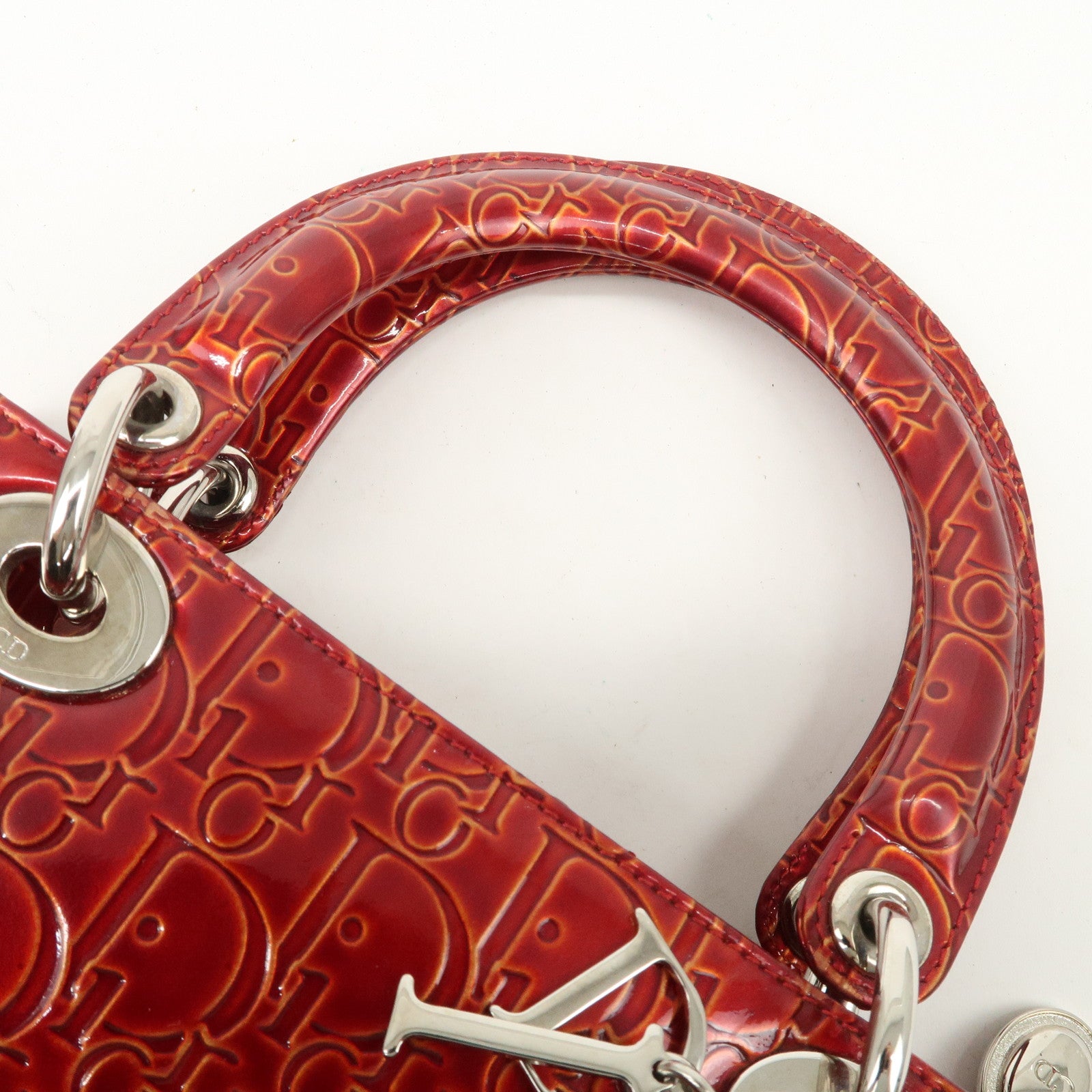 Christian Dior Trotter Lady Dior Patent Leather Hand Bag MA-0091 Used