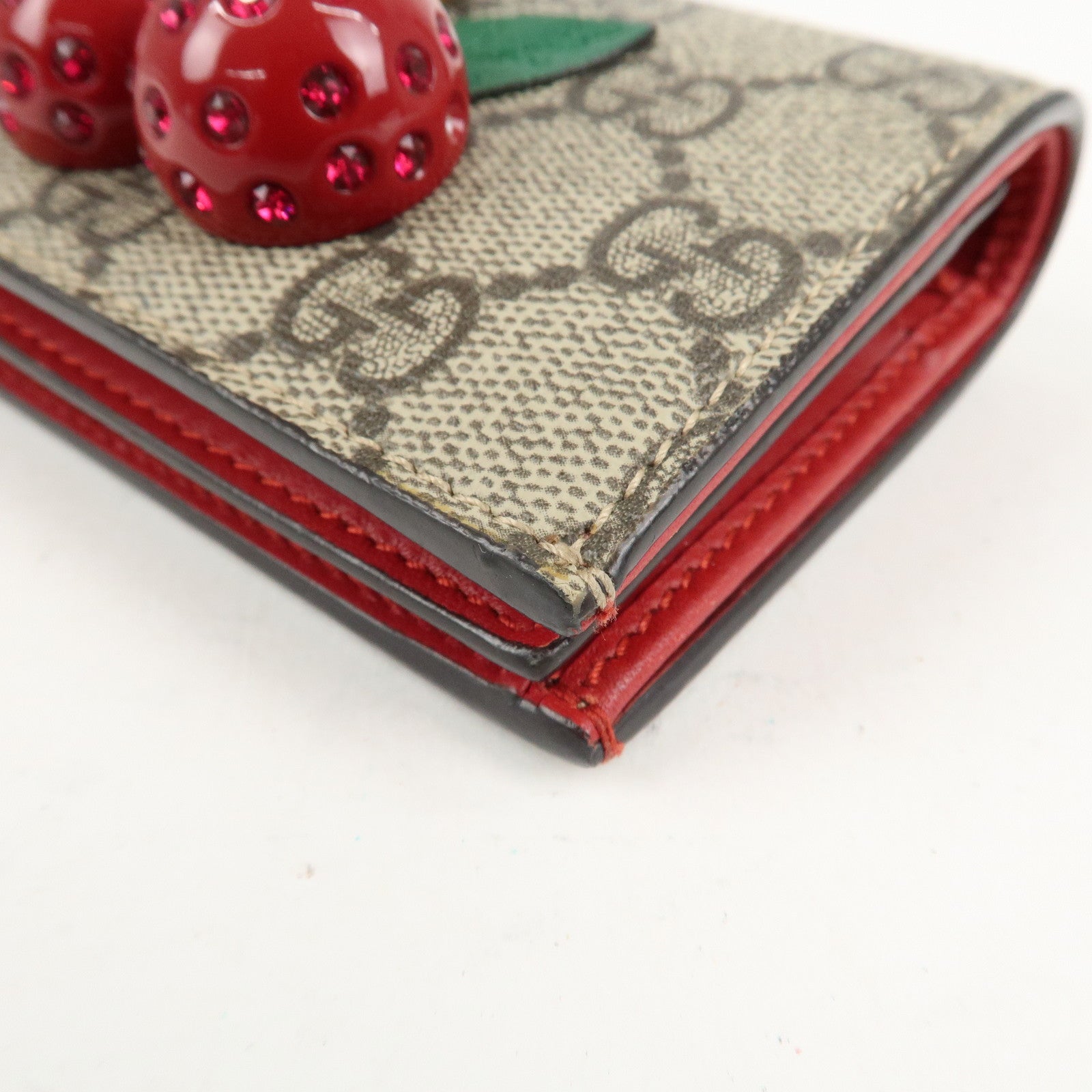 GUCCI Interlocking G GG Supreme Cherry Compact Wallet 476050 Used
