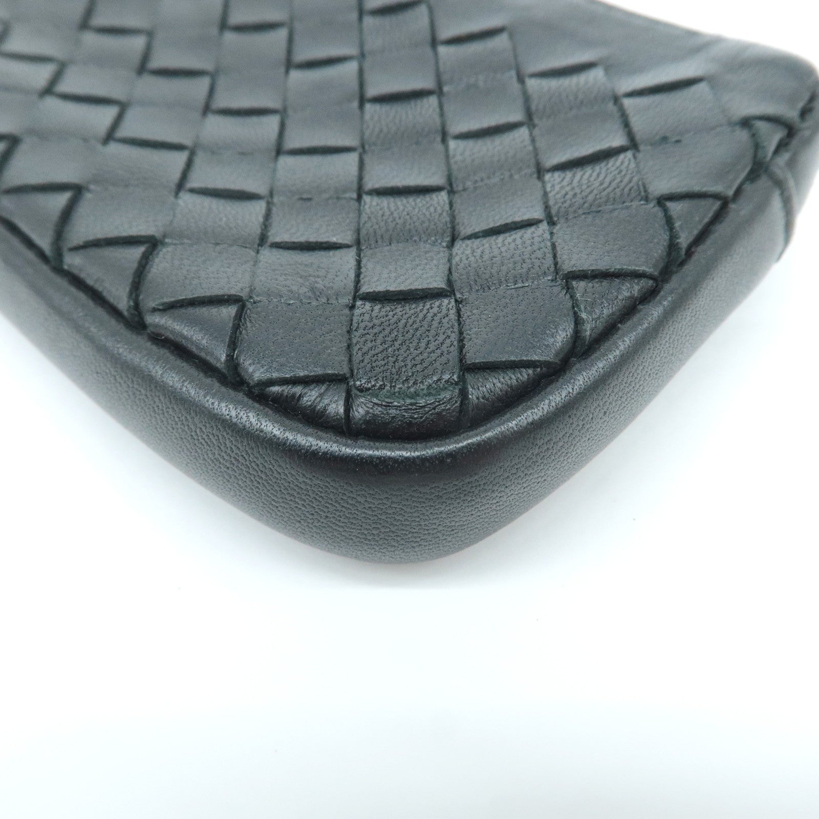 BOTTEGA VENETA Intrecciato Leather Coin Case Black 233808 Used