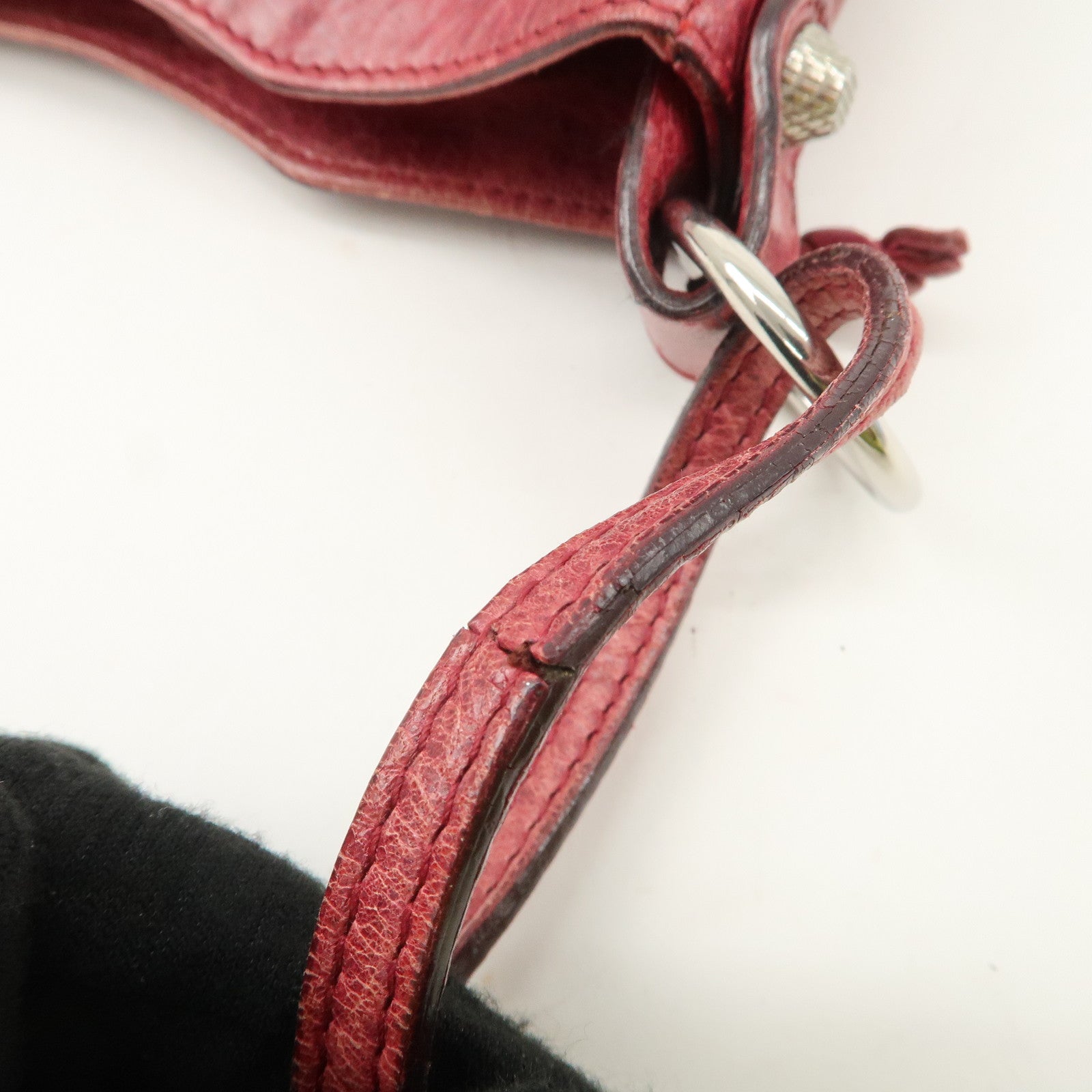 BALENCIAGA The Giant Hip Leather Shoulder Bag Hand Bag Wine Used