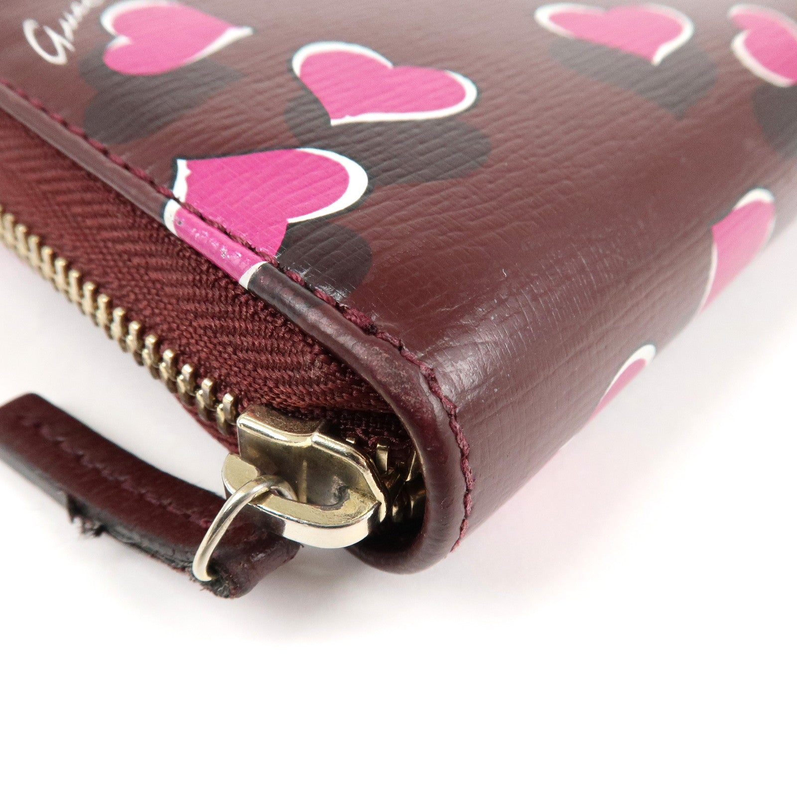 GUCCI Interlocking G Leather Long Wallet Heartbeat Print 309705 Used