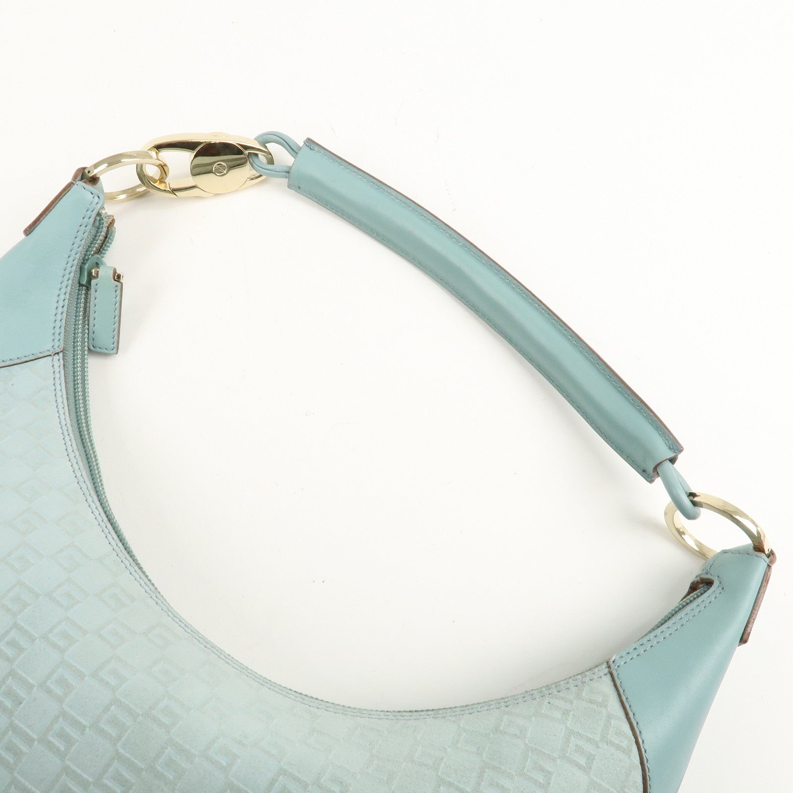GUCCI Suede Leather Shoulder Bag Hand Bag Light Blue 001.4158 Used