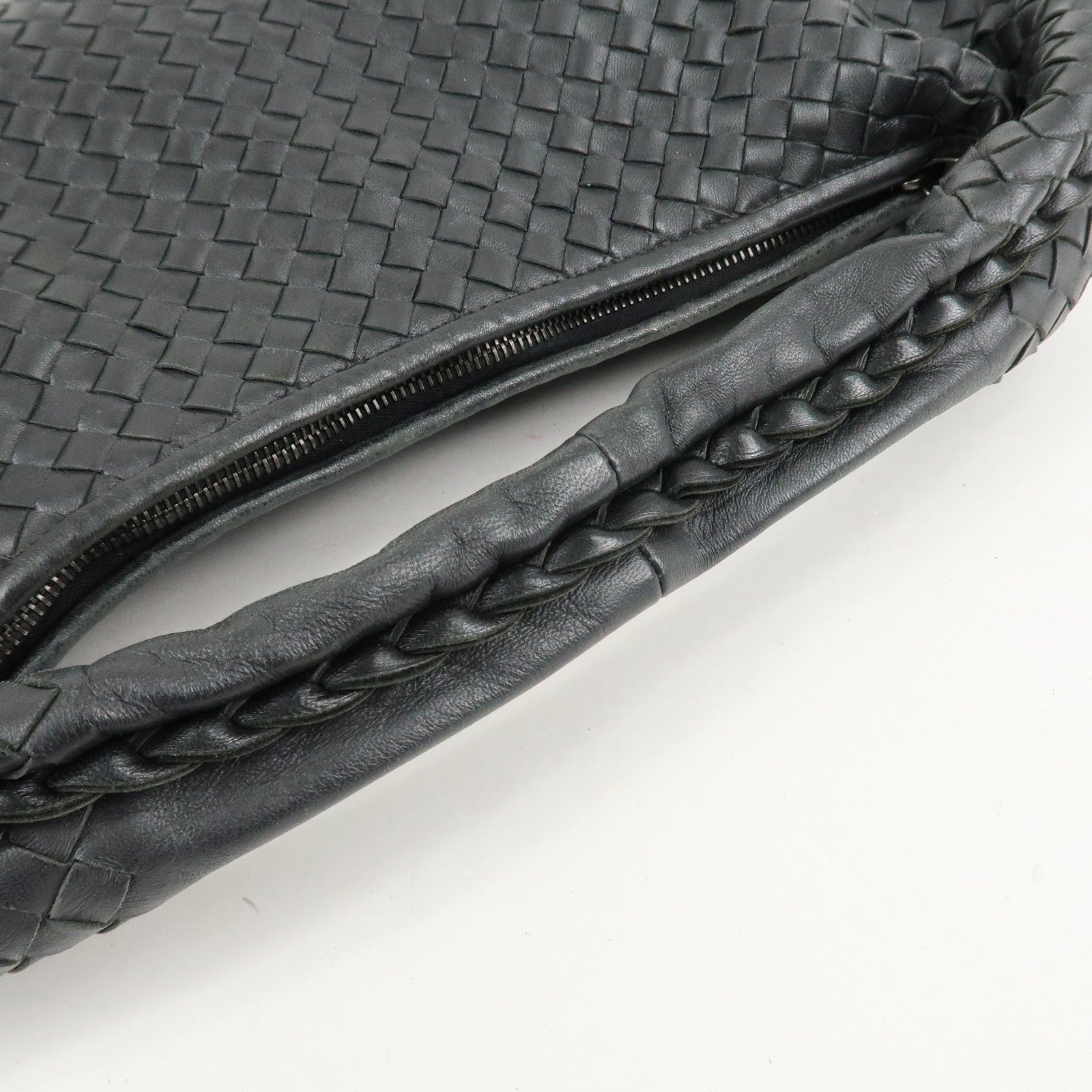 BOTTEGA VENETA Hobo Intrecciato Leather Shoulder Bag Black 115654 Used
