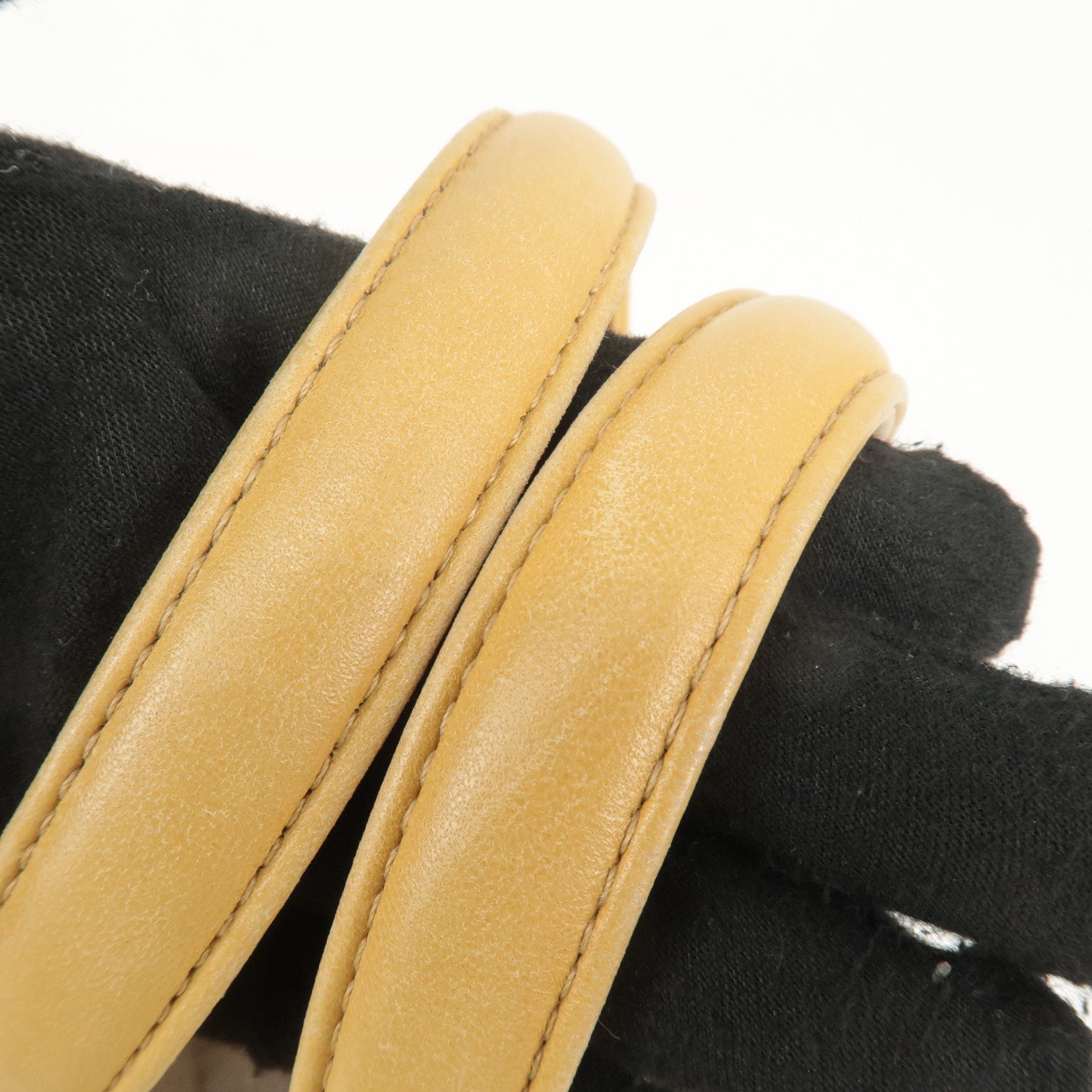 CHANEL Icon Line Leather COCO Mark Tote Bag Hand Bag Beige Used