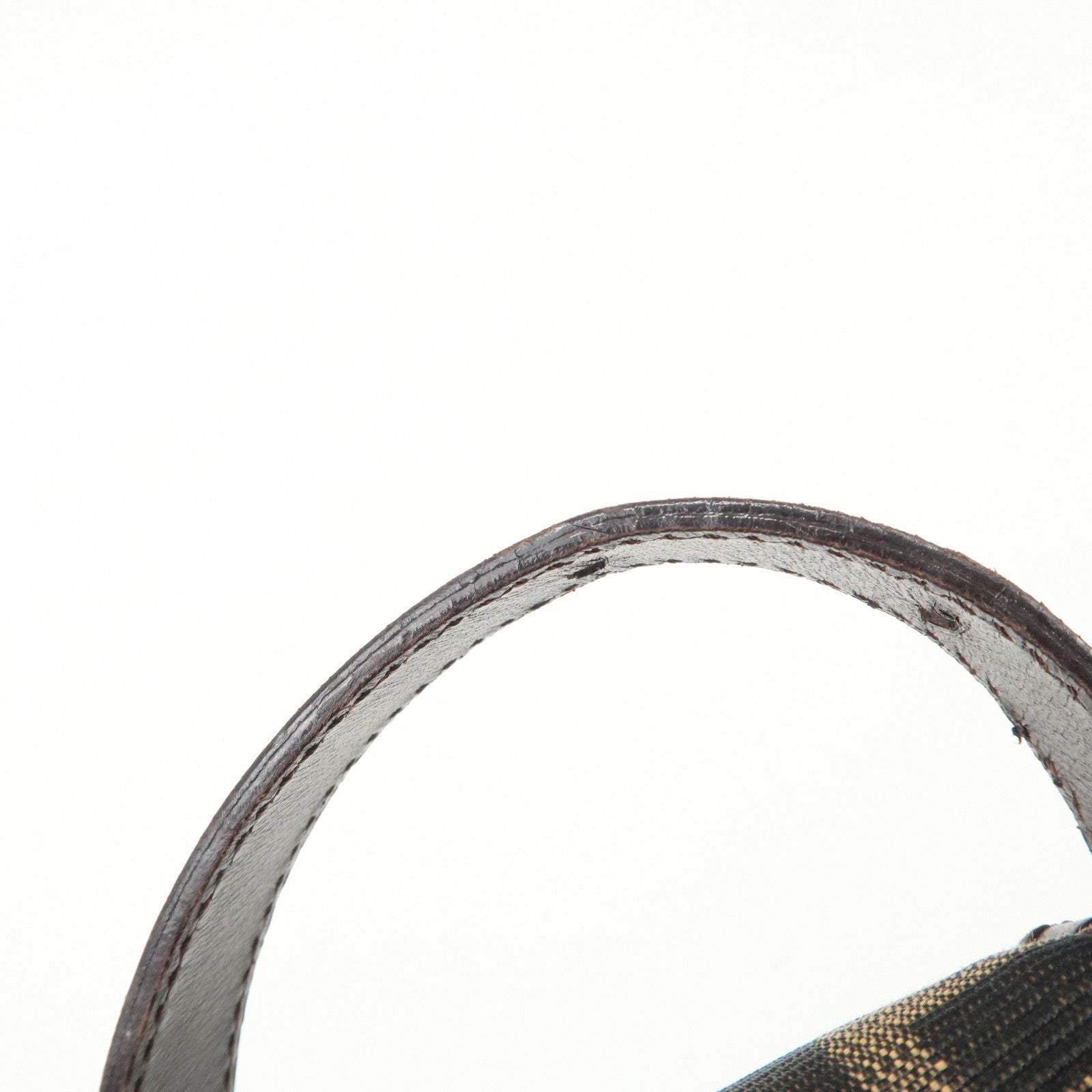 FENDI Mamma Baguette Canvas Leather Shoulder Bag Silver HDW 26325 Used