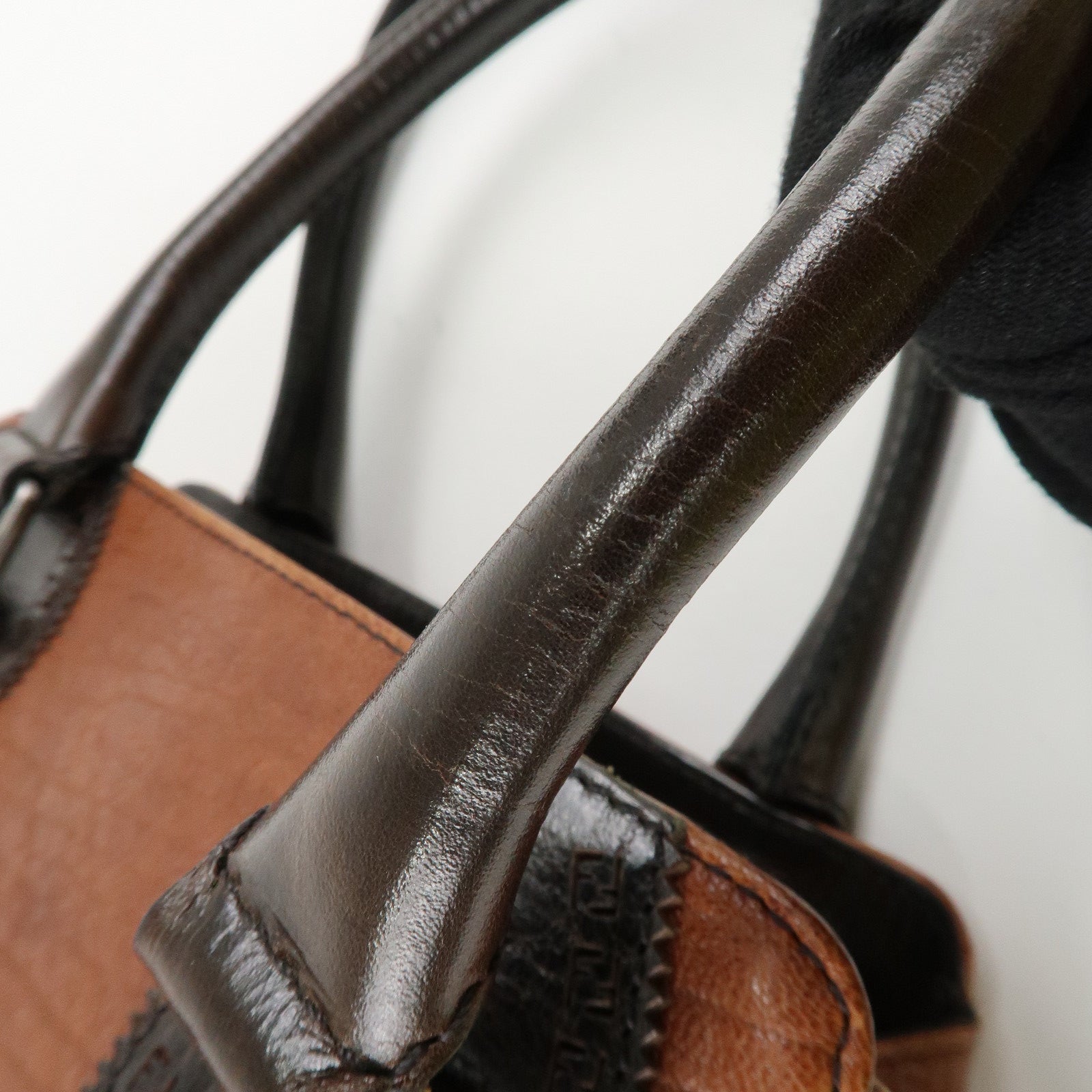 FENDI Ethnico Zucca Canvas Leather Tote Bag Brown 8BN157 Used