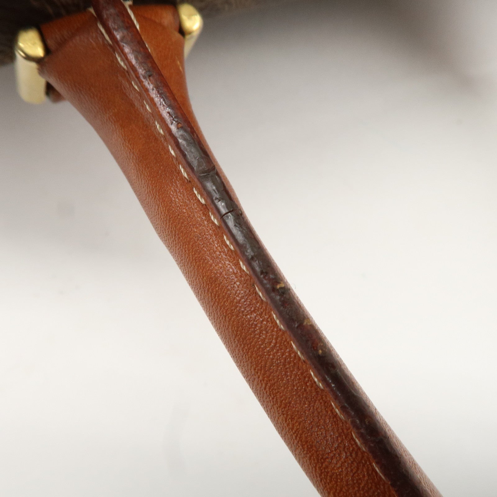 CELINE Macadam PVC Leather Boston Bag Hand Bag Brown Used