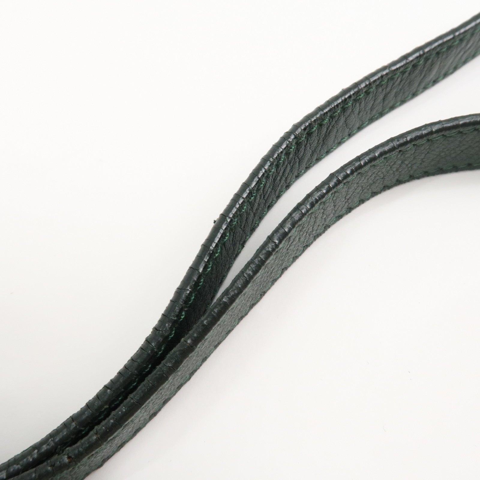 PRADA Logo Leather Ribbon Shoulder Bag Green BP0166 Used