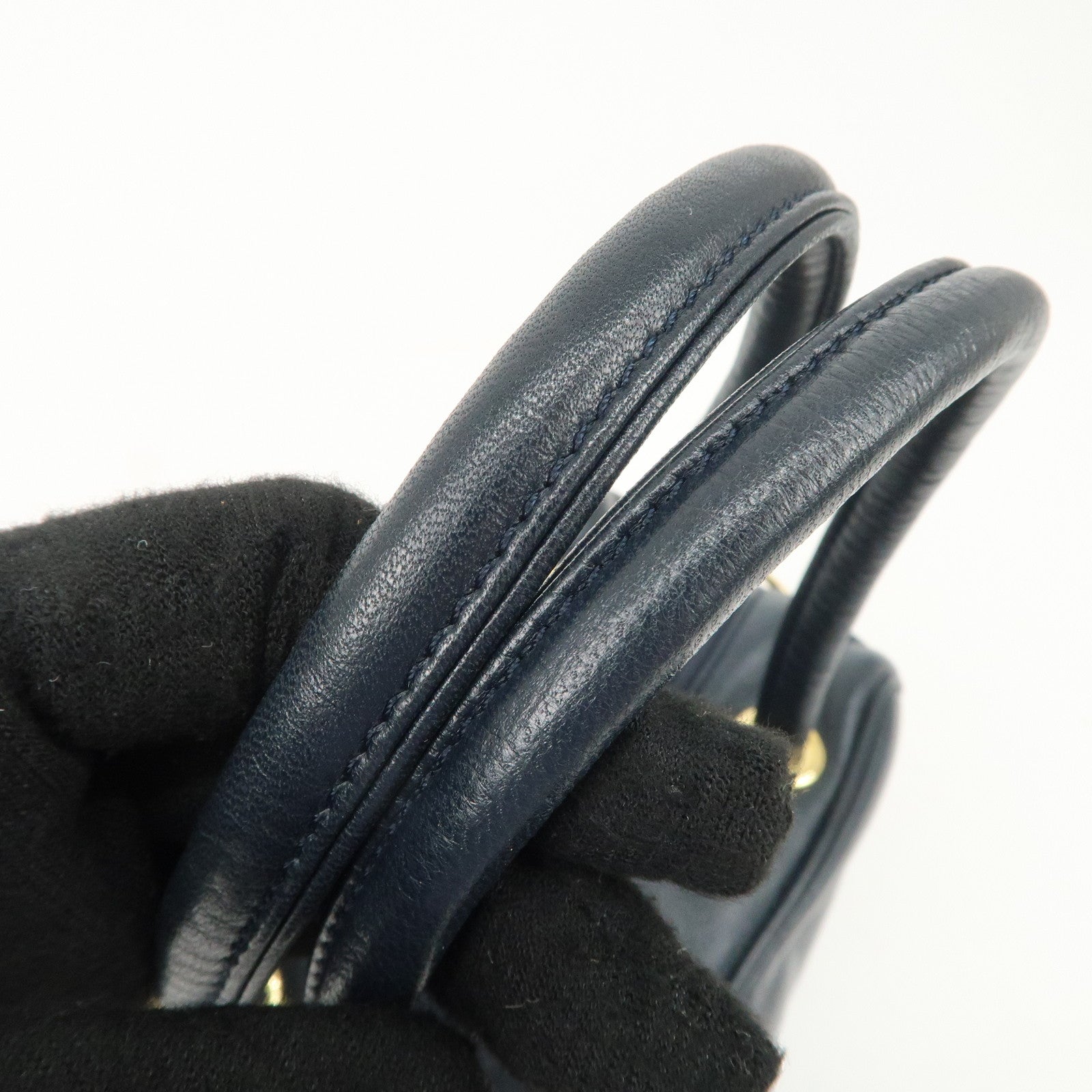 LOEWE Anagram Leather Mini Hand Bag Navy Used