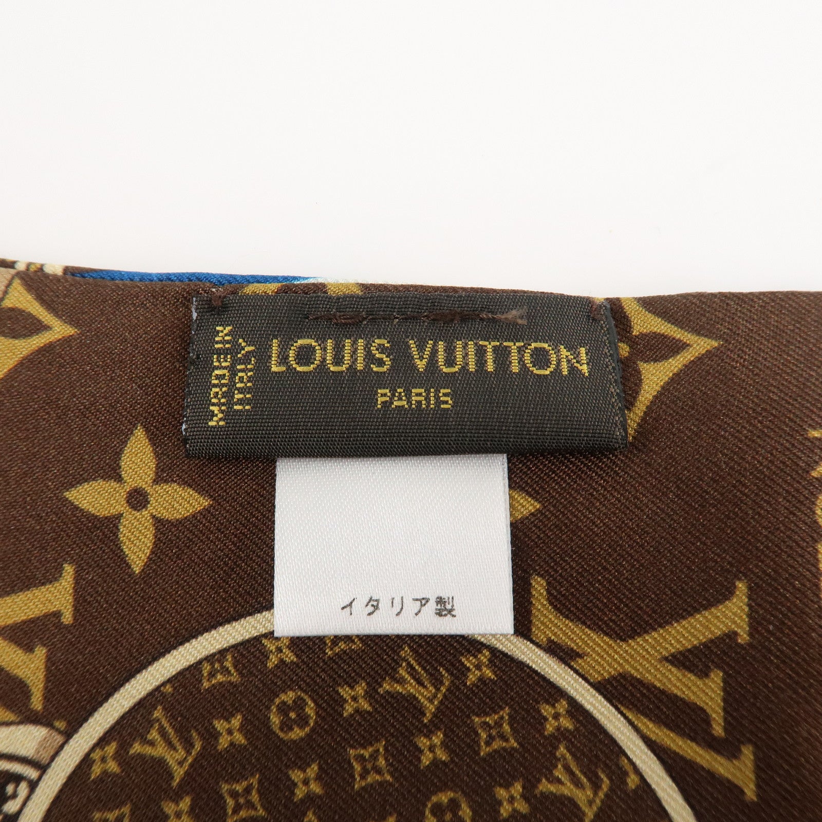 Louis Vuitton 100% Silk Bandeau Monogram Trunks Scarf Brown M72395 Used