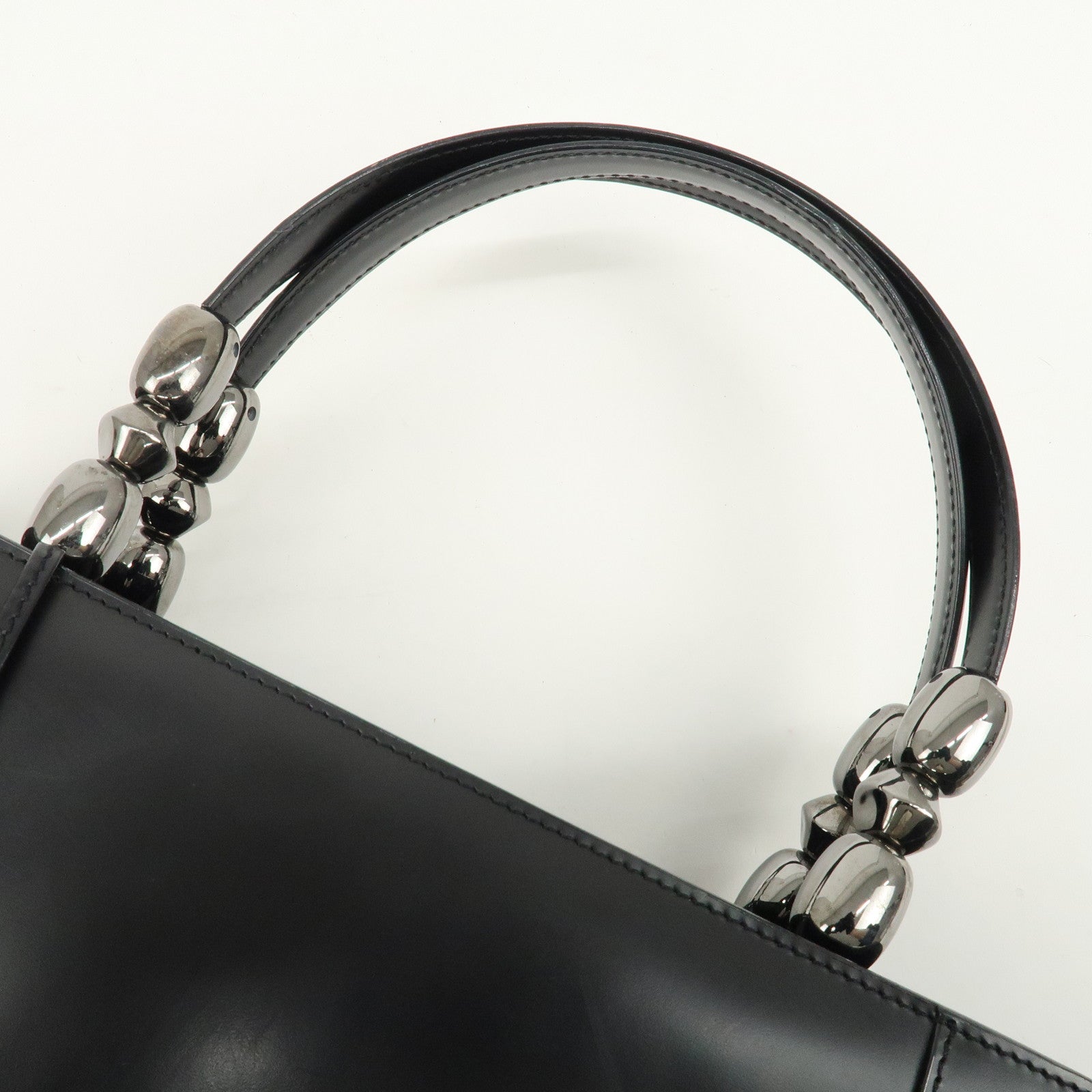 Christian Dior Maris Pearl Leather 2way Bag Hand Bag Black Used