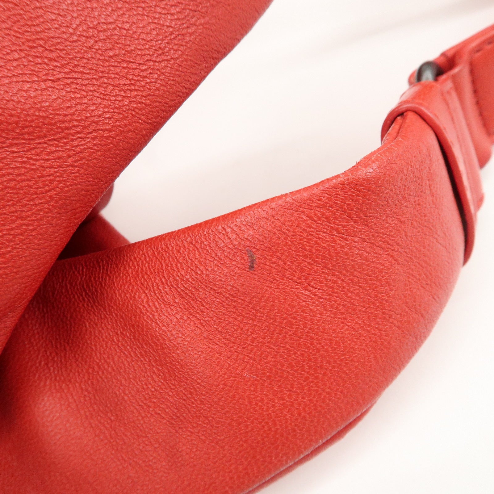 BOTTEGA VENETA Intrecciato Leather Campana Toto Bag Shoulder Bag Red Used