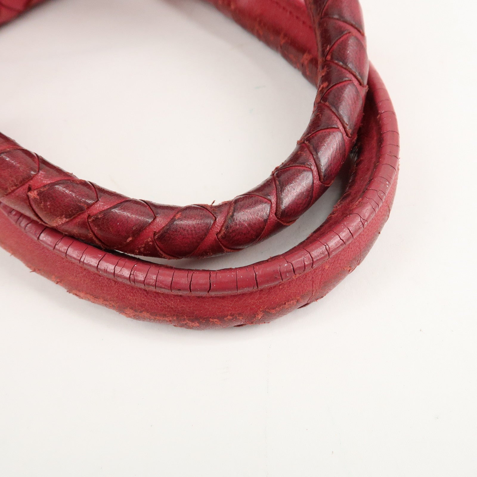 BOTTEGA VENETA Intrecciato Leather Montaigne Boston Bag Red Used