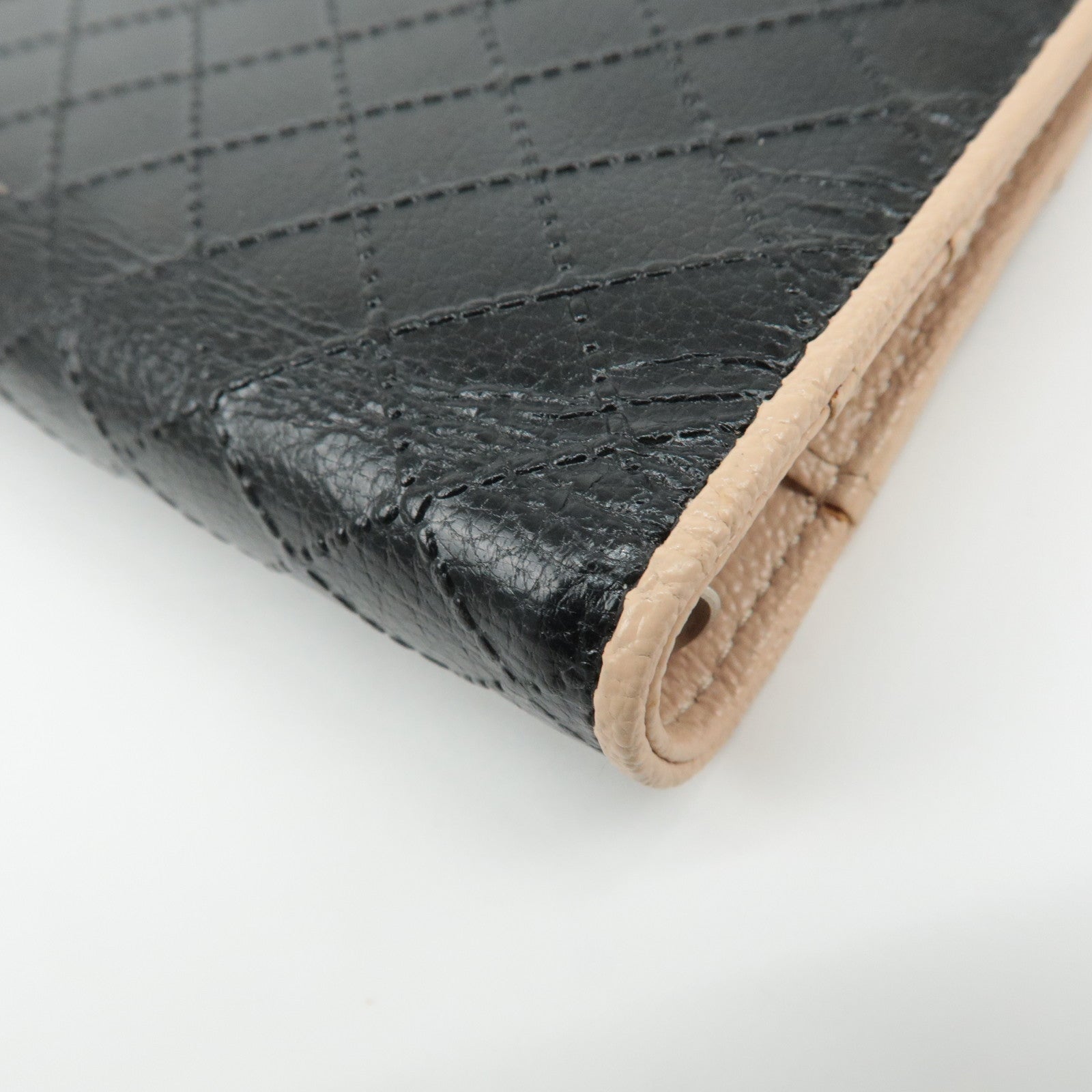 CHANEL COCO Mark Bicolore Leather Agenda Cover Black Pink Used