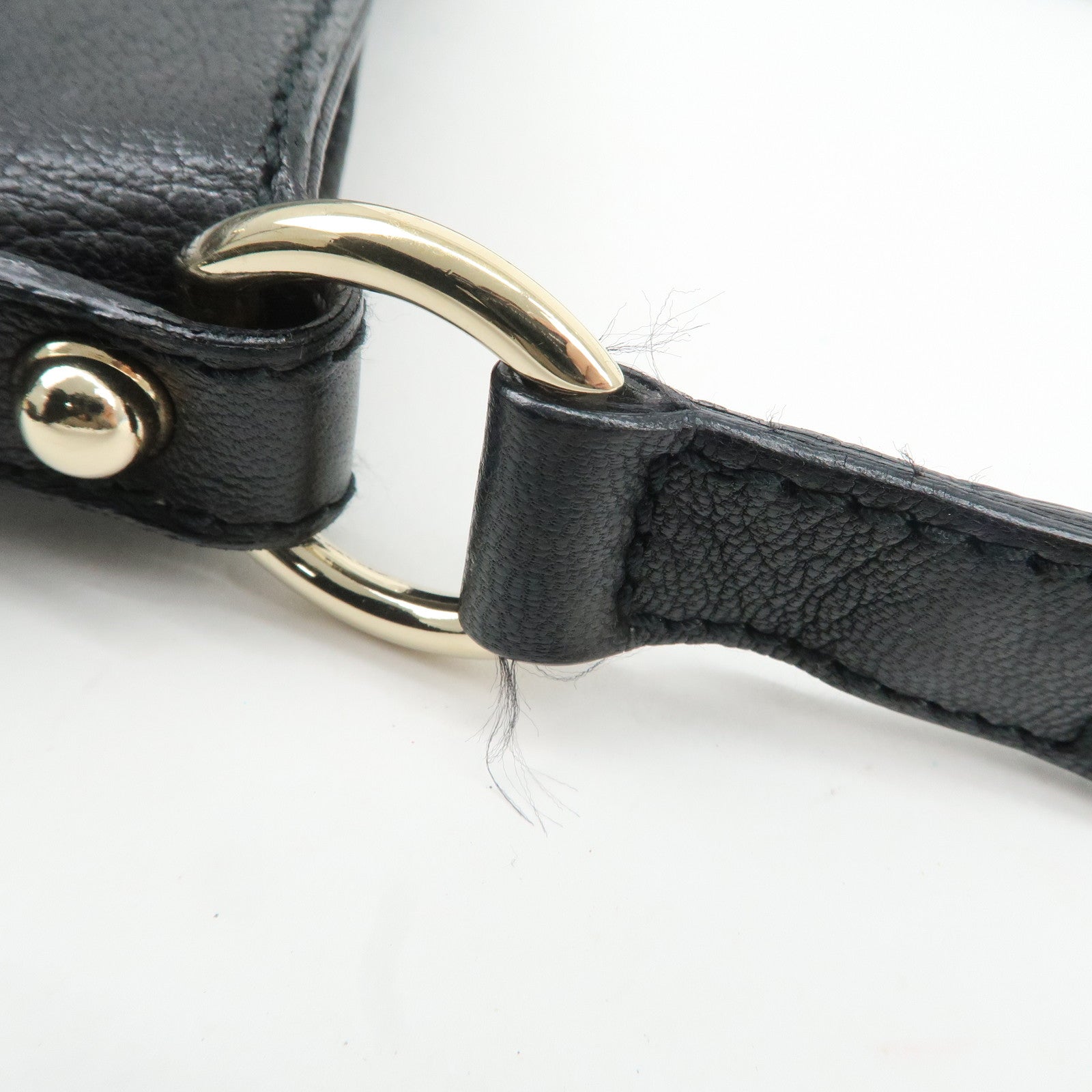 GUCCI Sherry Leather Chain Shoulder Bag Hand Bag Black 153011 Used