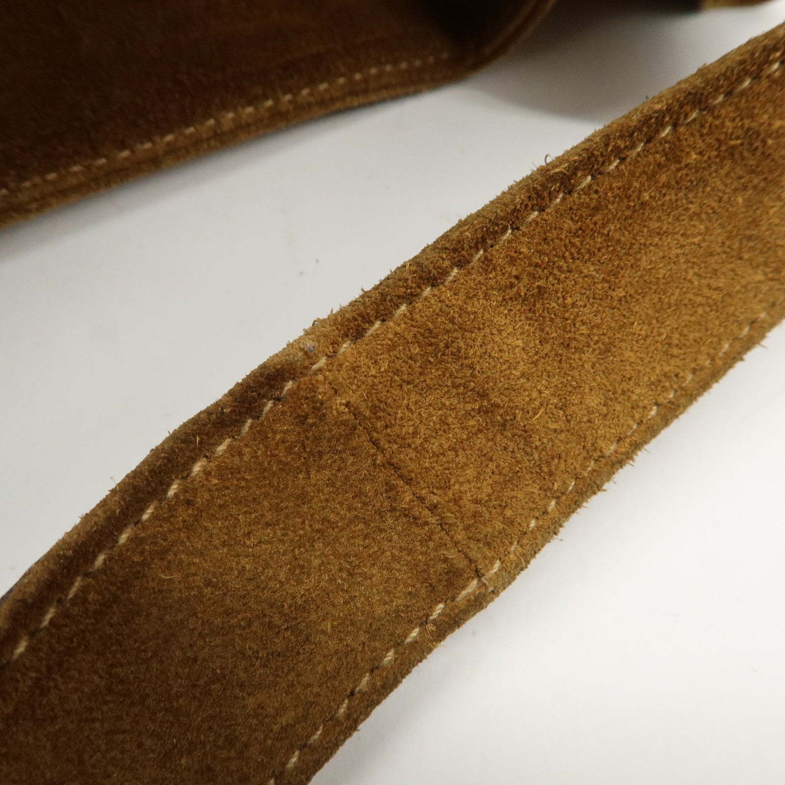 Salvatore Ferragamo Suede Hand Bag Stitch Brown BZ-21 5699 Used