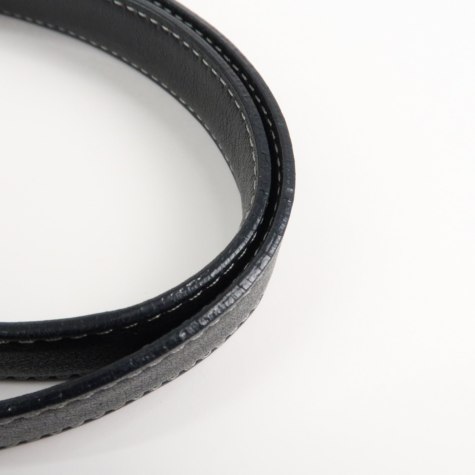 BVLGARI Leather Logo Shoulder Bag Hand Bag Black Silver HDW Used