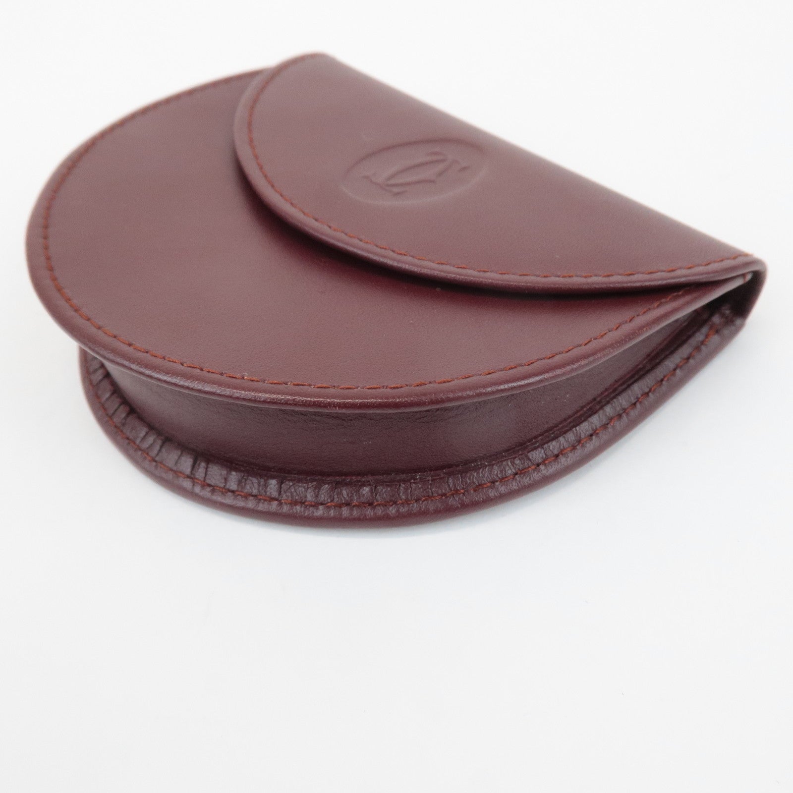 Cartier Mastline Leather Coin Case Coin Wallet Bordeaux Used