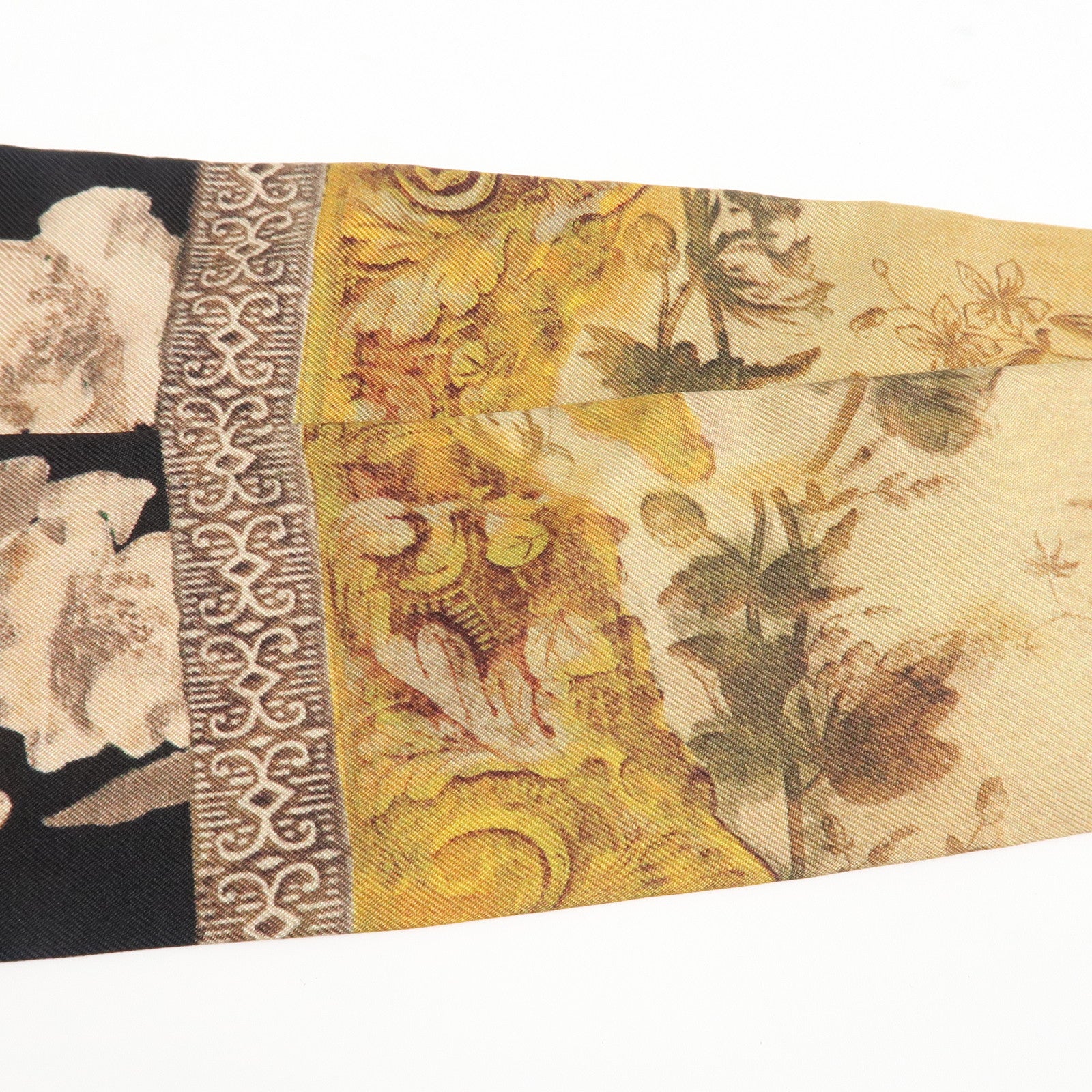 Christian Dior Silk 100% Mitza Scarf Flower Print Brown Used