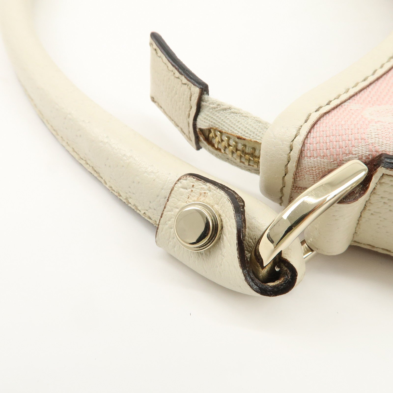 GUCCI Abbey GG Canvas Leather Shoulder Bag Ivory Pink 130738 Used