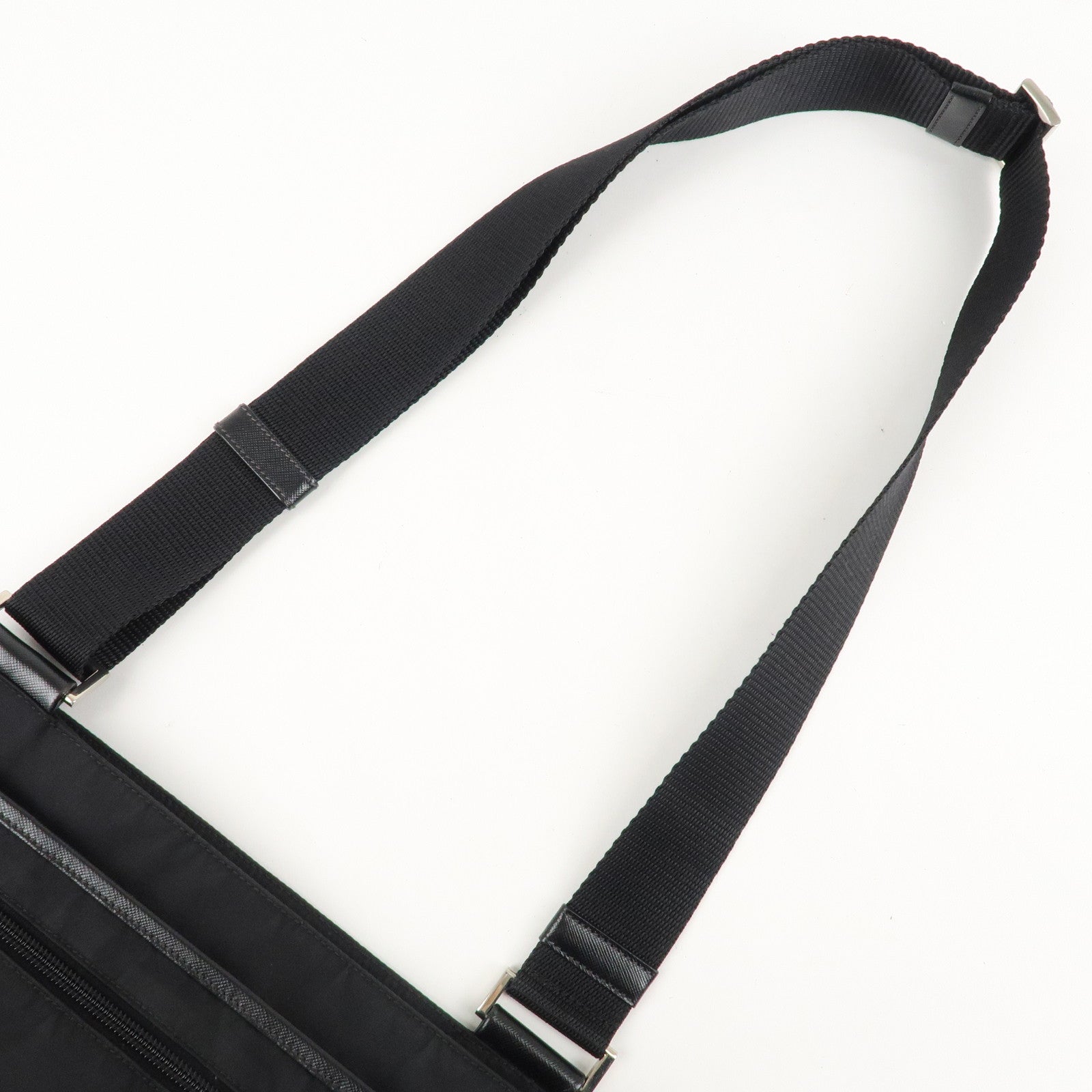 PRADA Logo Nylon Leather Shoulder Bag Crossbody Bag Black Used