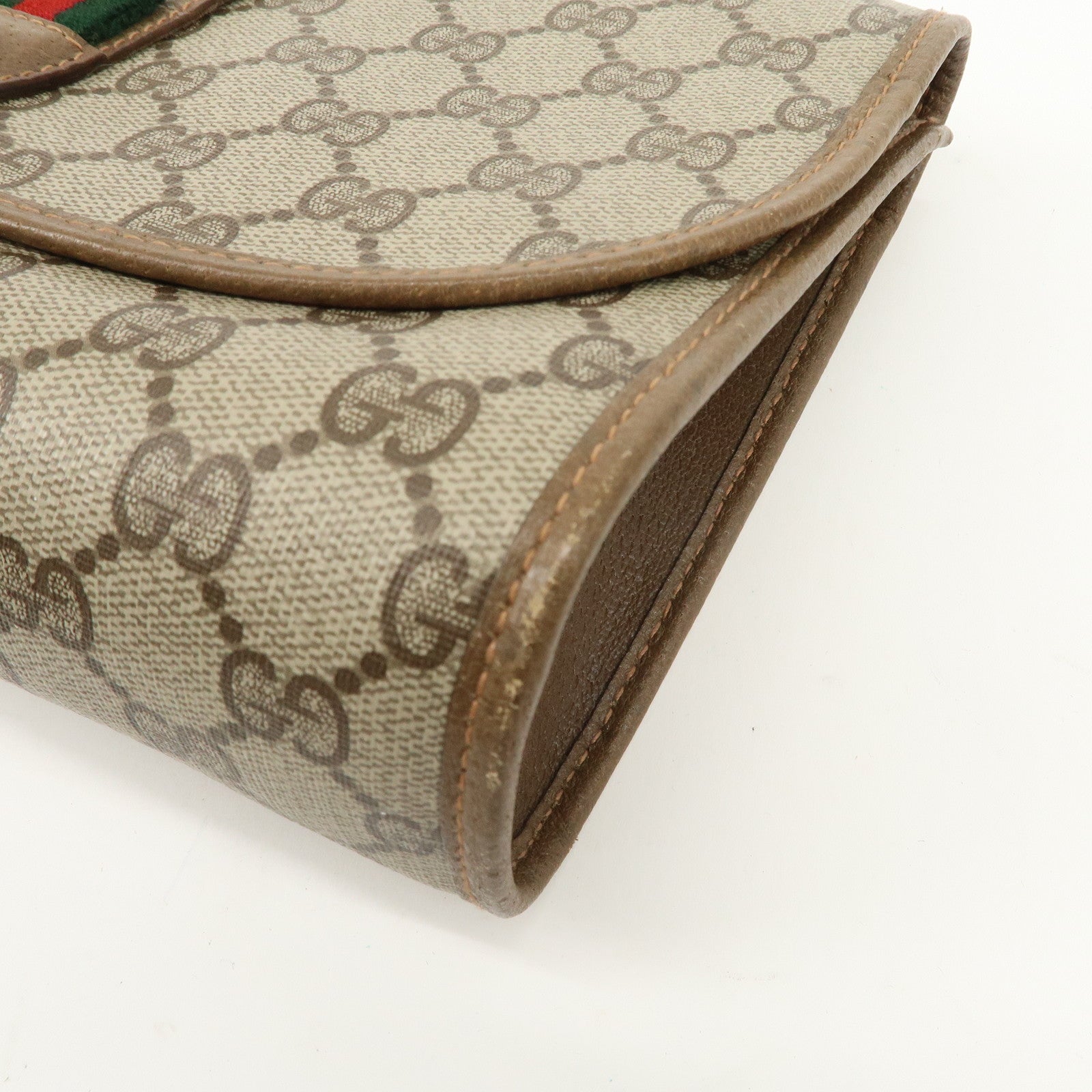 GUCCI Old Gucci Sherry GG Plus Leather Clutch Bag 89.01.030 Used