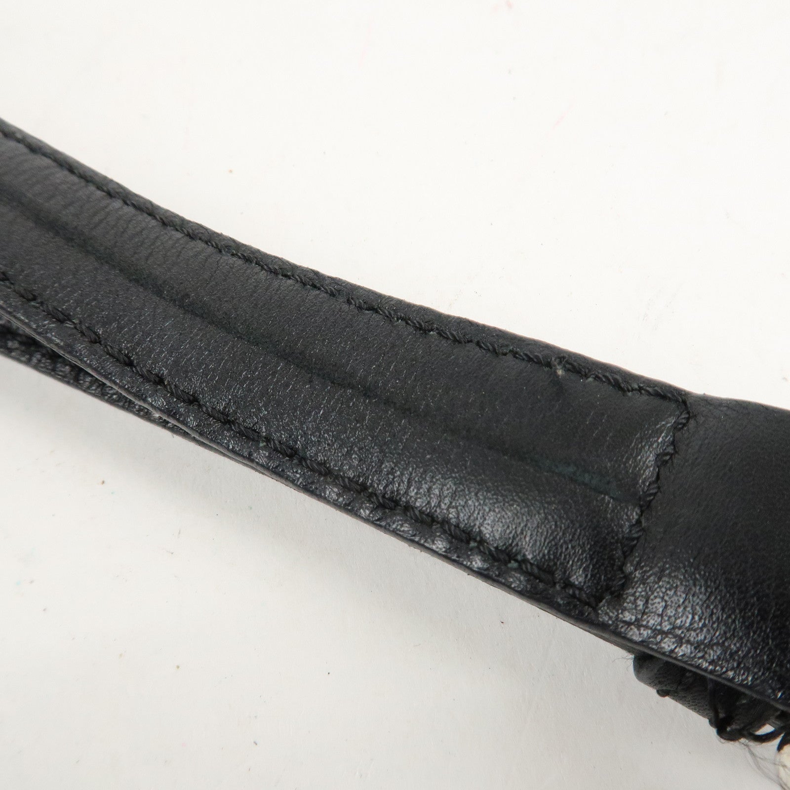 CELINE Macadam Leather PVC Waist Pouch Black Silver HDW MC99/2 Used