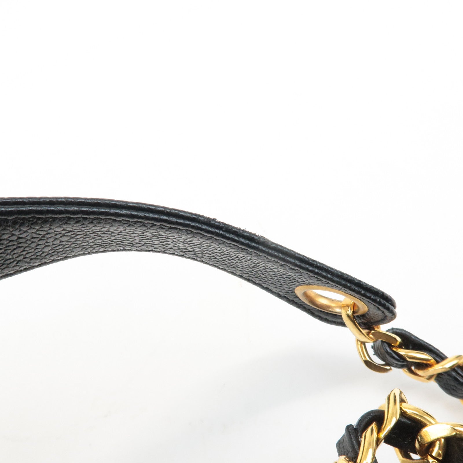 CHANEL COCO Mark Caviar Skin Chain Shoulder Bag Gold Hardware Used