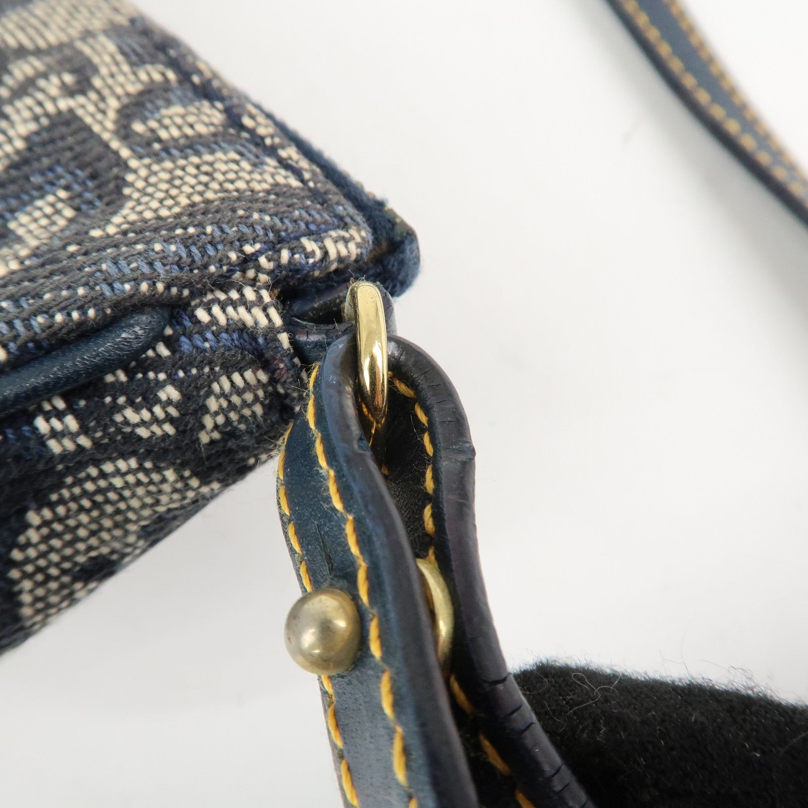Christian Dior Trotter Canvas Leather Mini Saddle Pouch Hand Bag Used